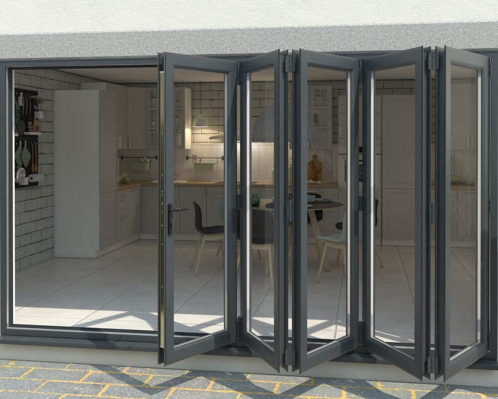 Part Q Grey 3600mm UPVC Bi-Fold Door OPEN OUT 5R