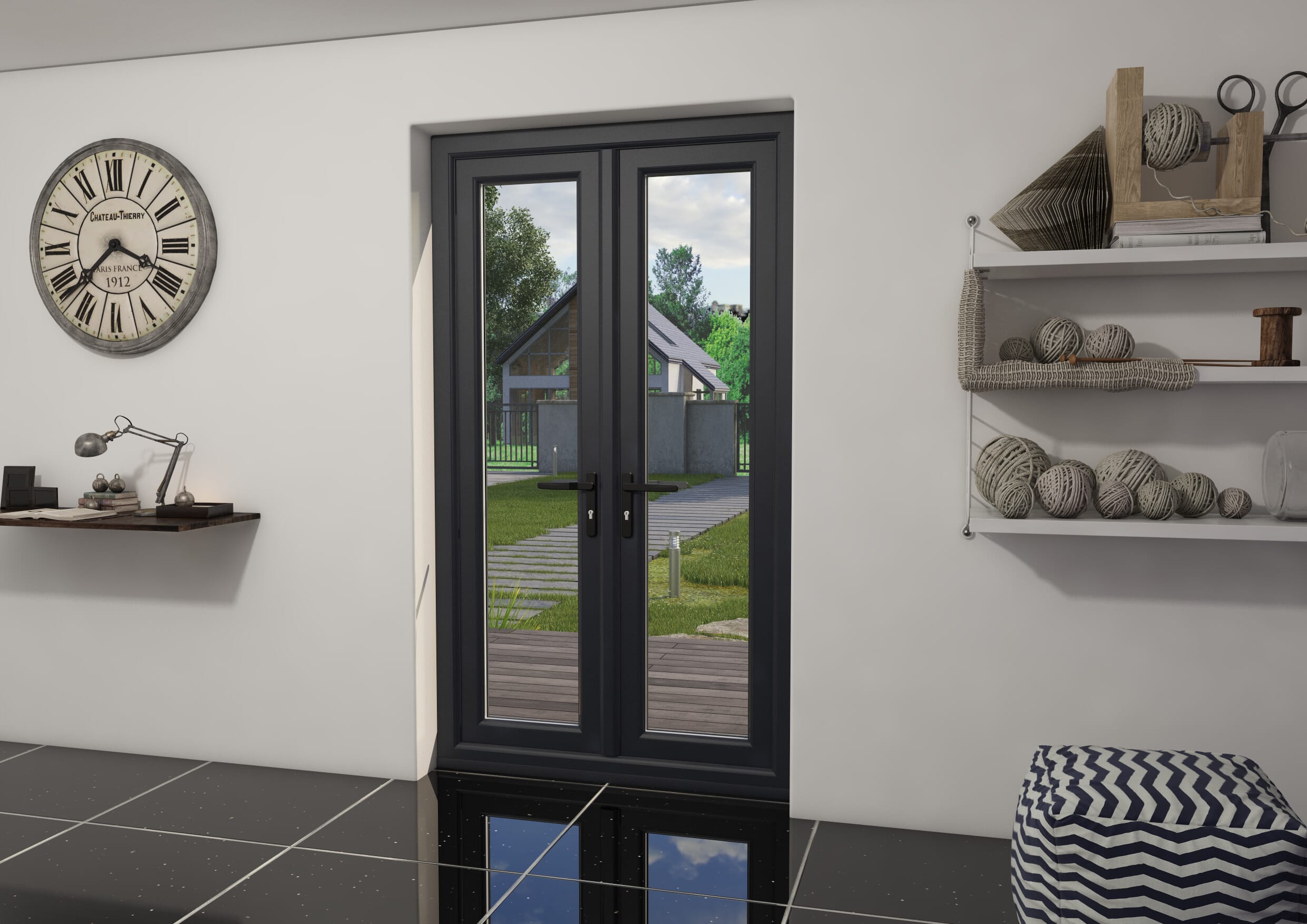 1200mm Part Q Anthracite Grey UPVC French Doors