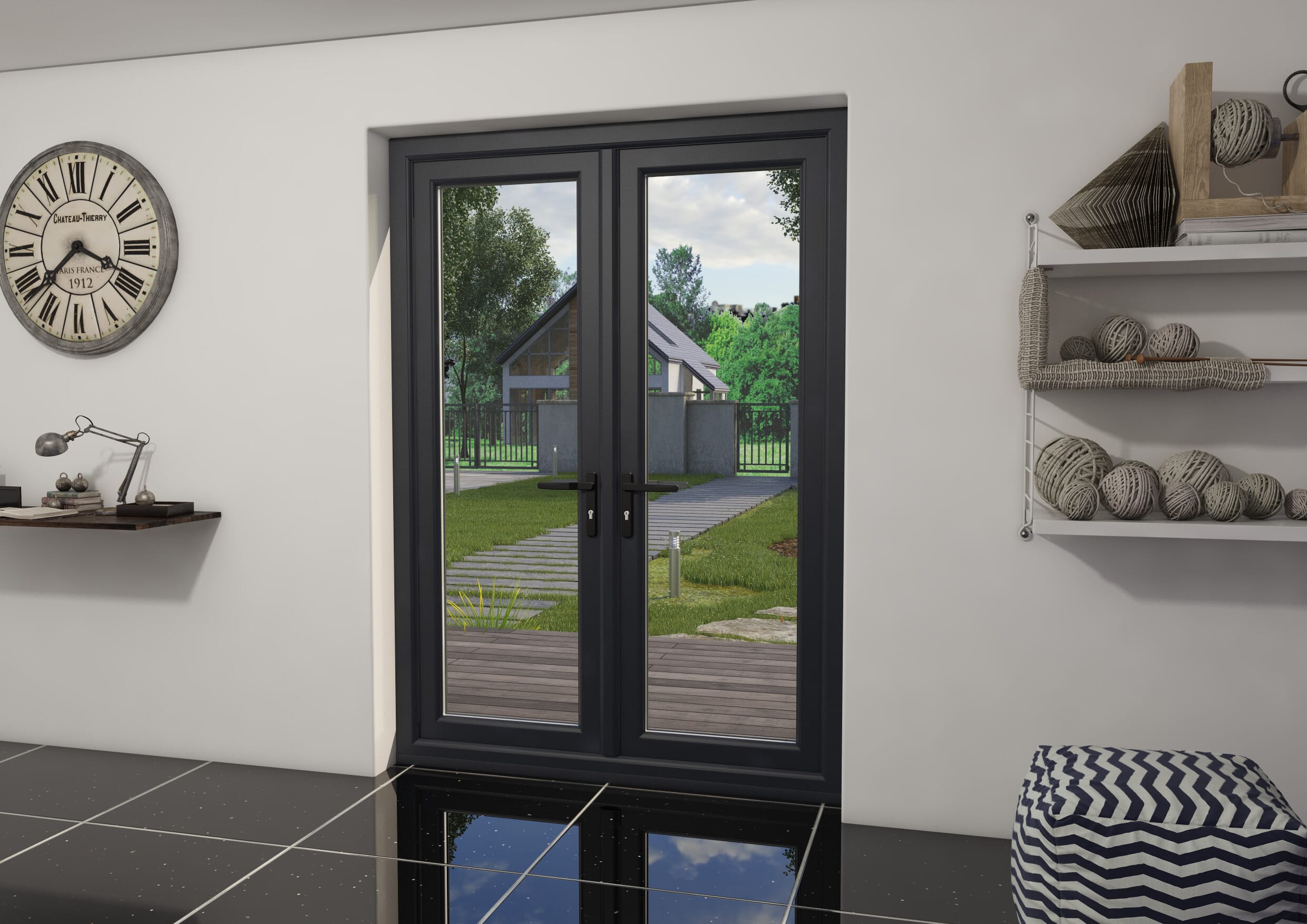 1500mm Anthracite Grey UPVC French Doors