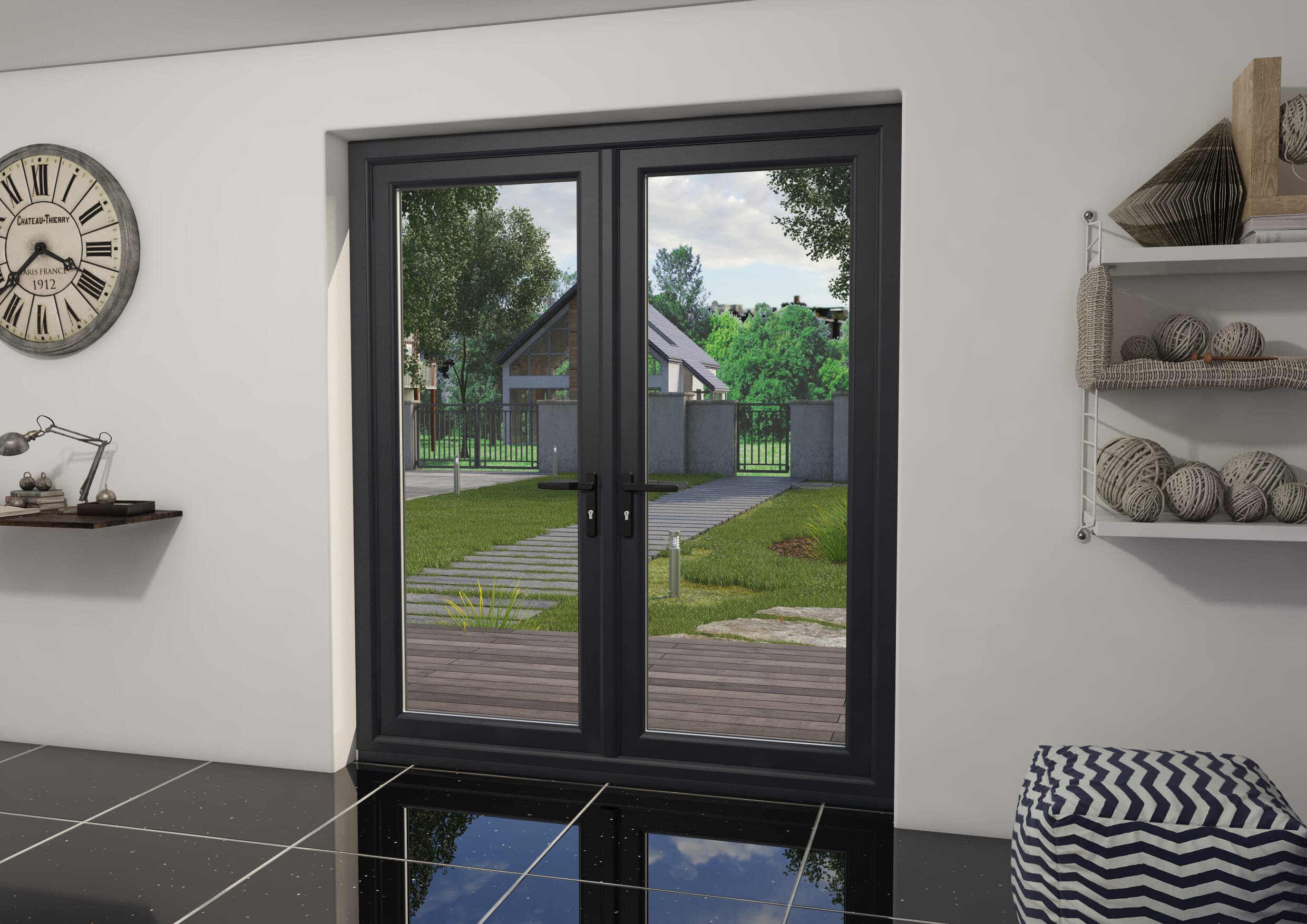 1800mm Part Q Anthracite Grey UPVC French Doors