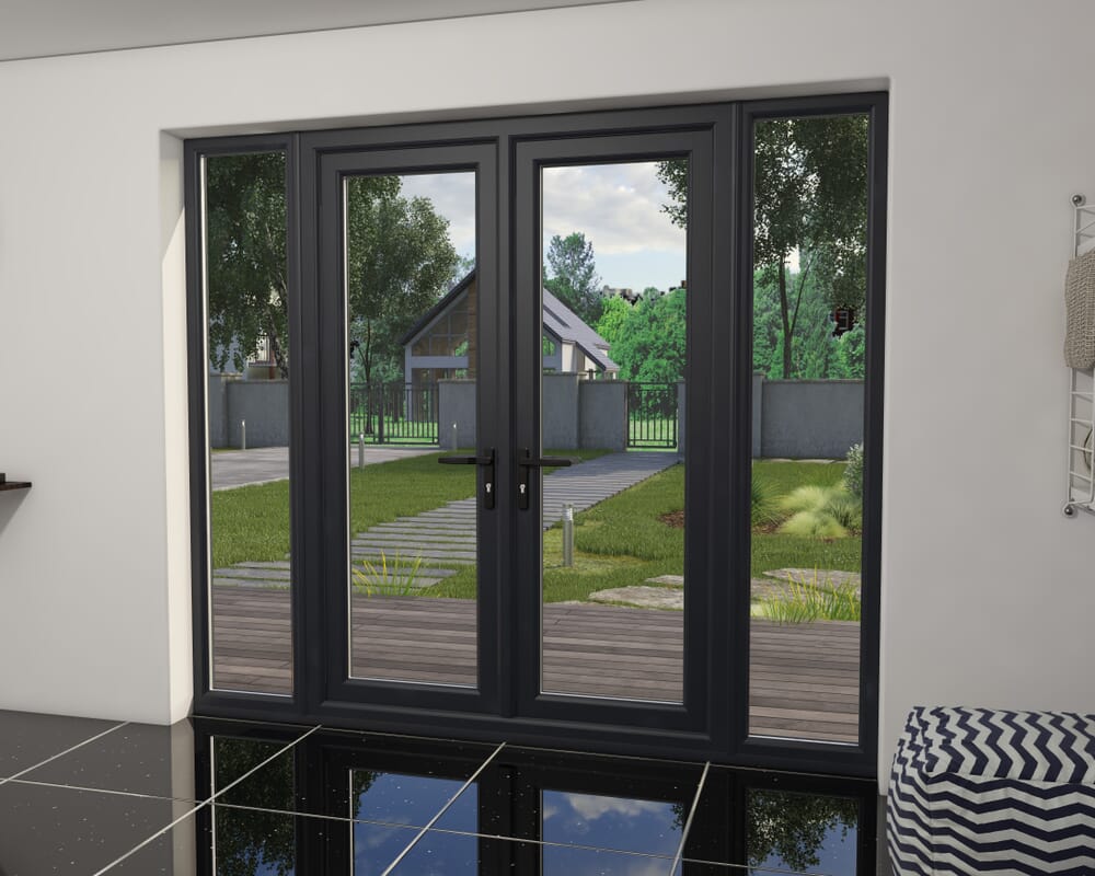 2400mm Anthracite Grey UPVC French Doors (1200mm Doors + 2 x 600mm Sidelights)