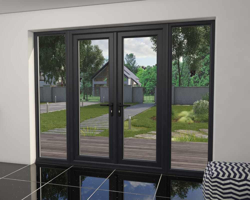 2700mm Anthracite Grey UPVC French Doors (1500mm Doors + 2 x 600mm Sidelights)