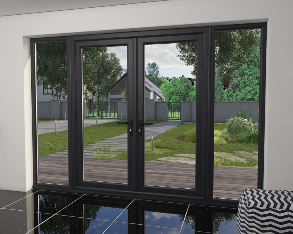 3000mm Anthracite Grey UPVC French Doors (1800mm Doors + 2 x 600mm Sidelights)