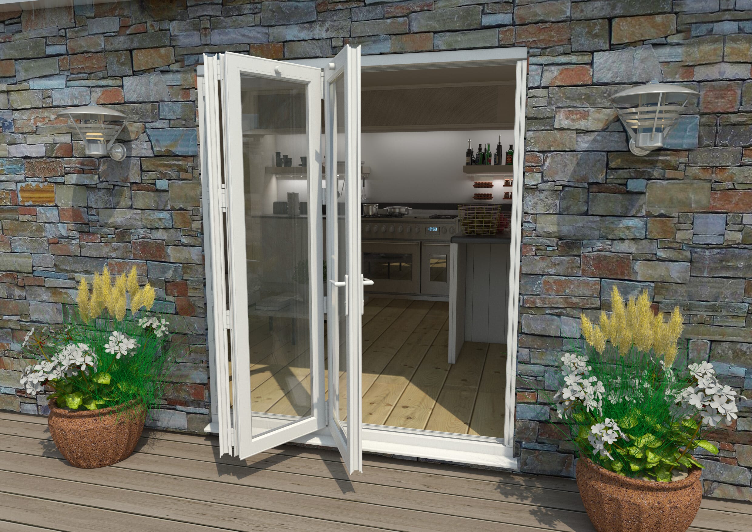 Part Q 1800mm White Aluminium Bifold Doors - 3 Left