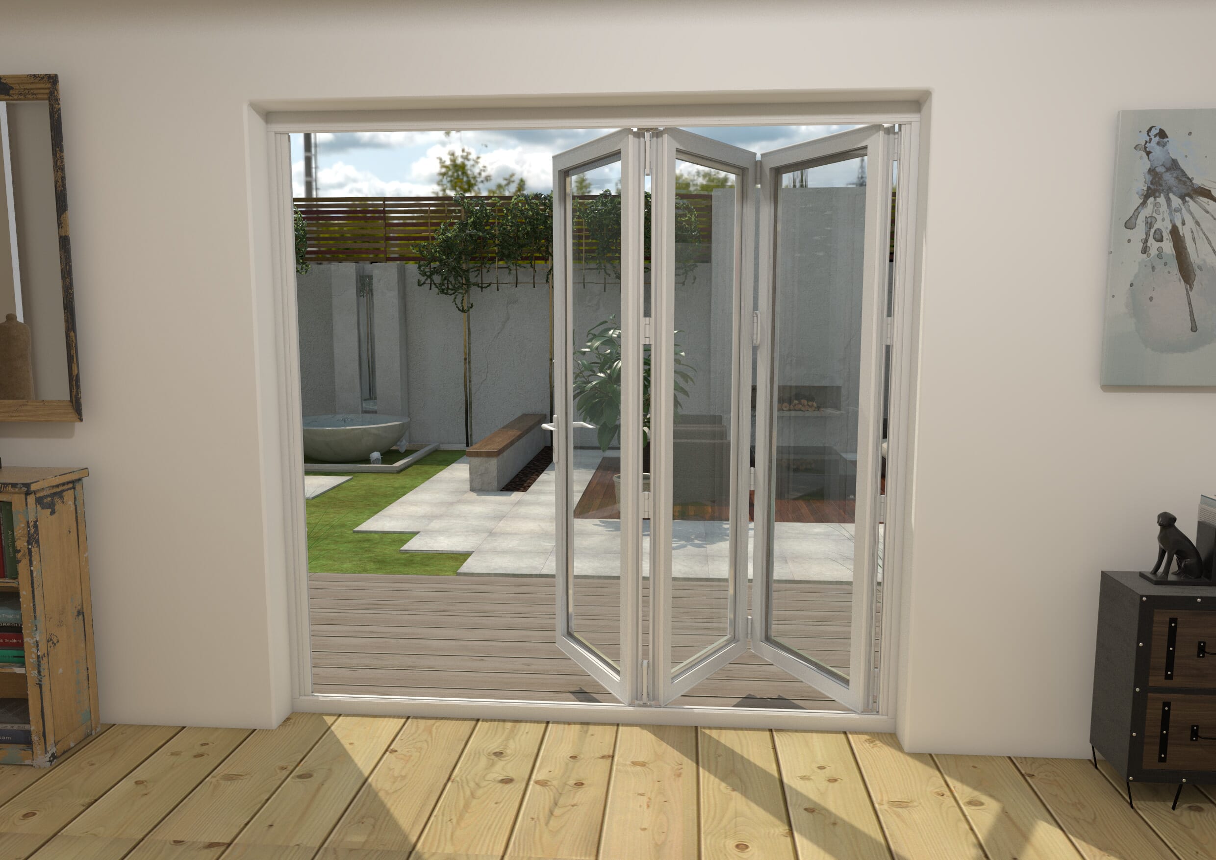 2100mm White Aluminium Bifold Doors 3 Left Express Doors Direct