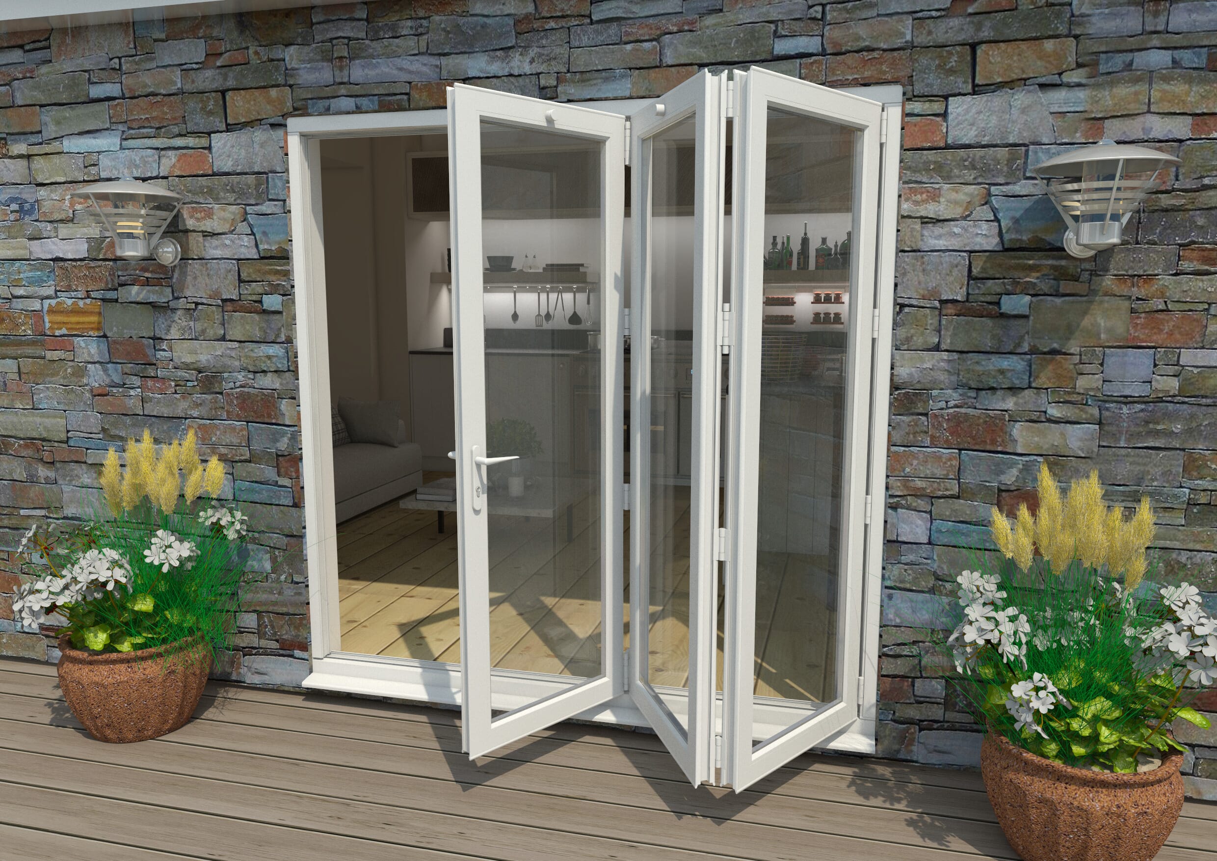 Part Q 2100mm White Aluminium Bifold Doors - 3 Right