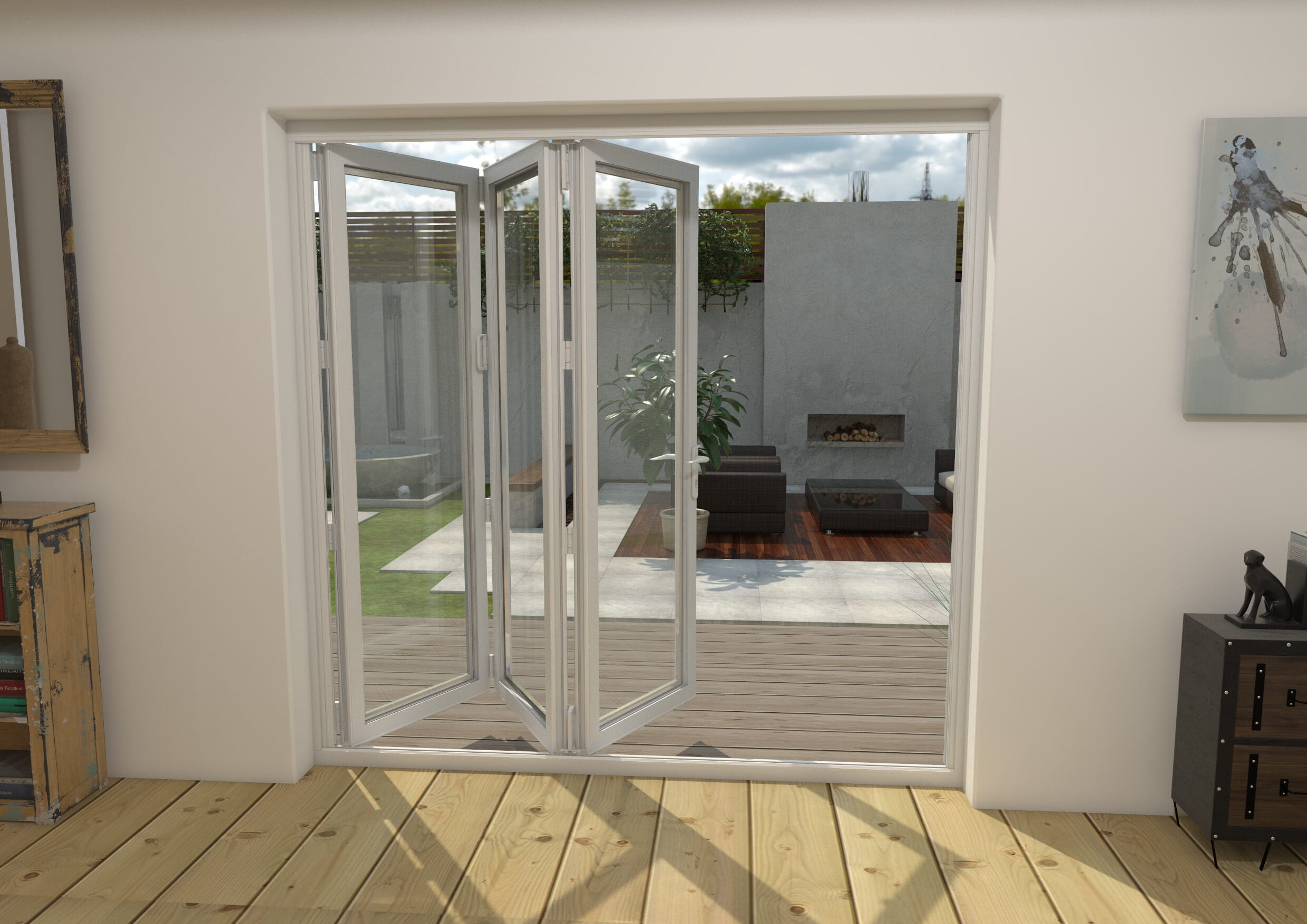 Part Q 2100mm White Aluminium Bifold Doors - 3 Right