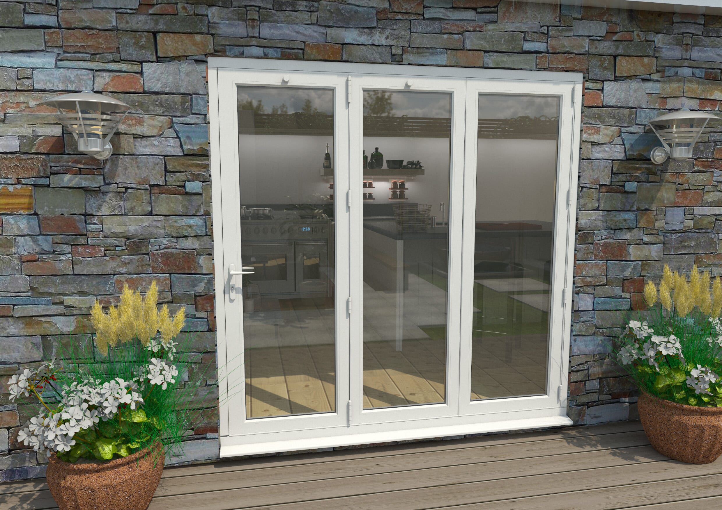 Part Q 2100mm White Aluminium Bifold Doors - 3 Right Aluminium Bifold Door