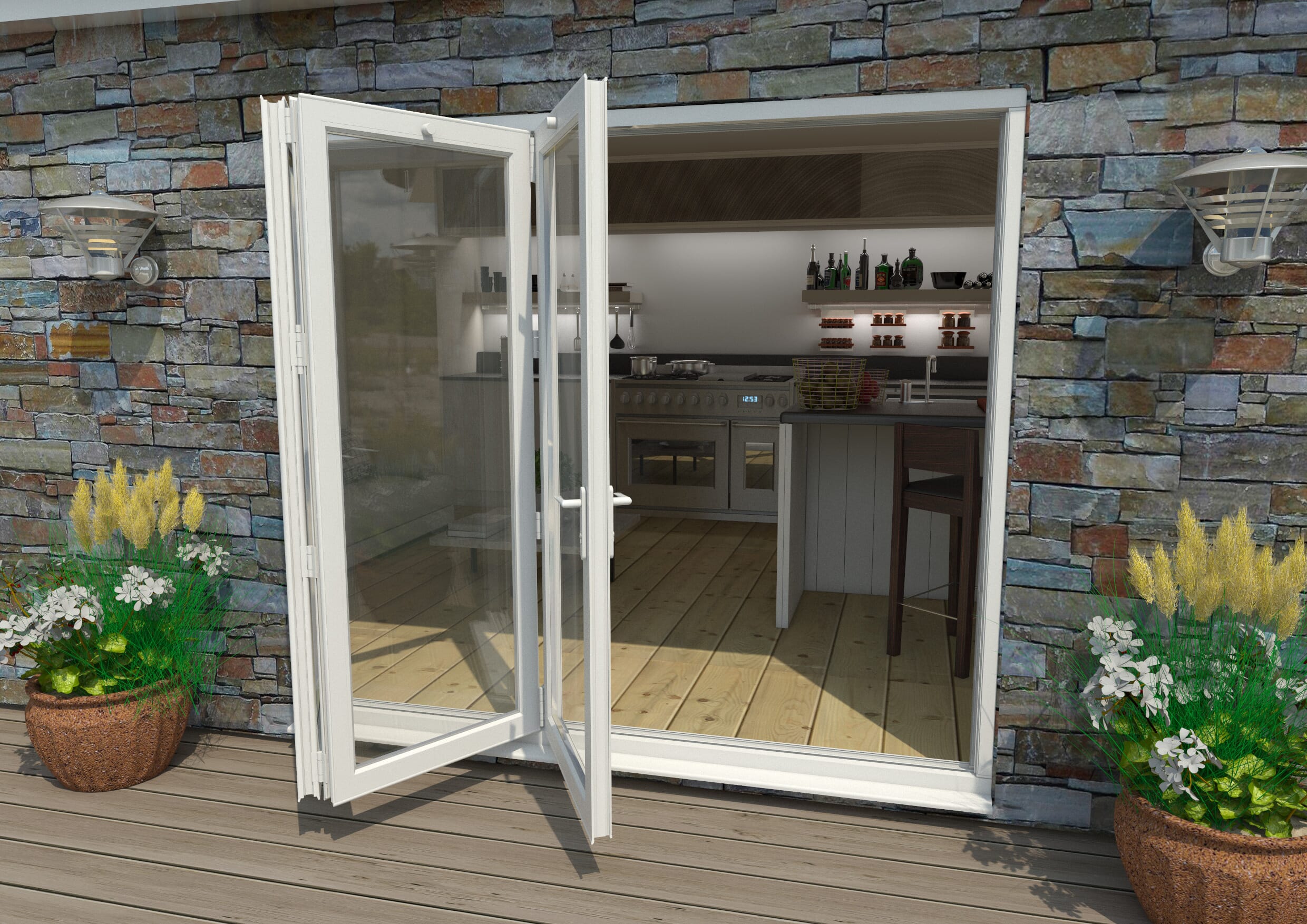 2400mm White Aluminium Bifold Doors - 3 Left | Express Doors Direct