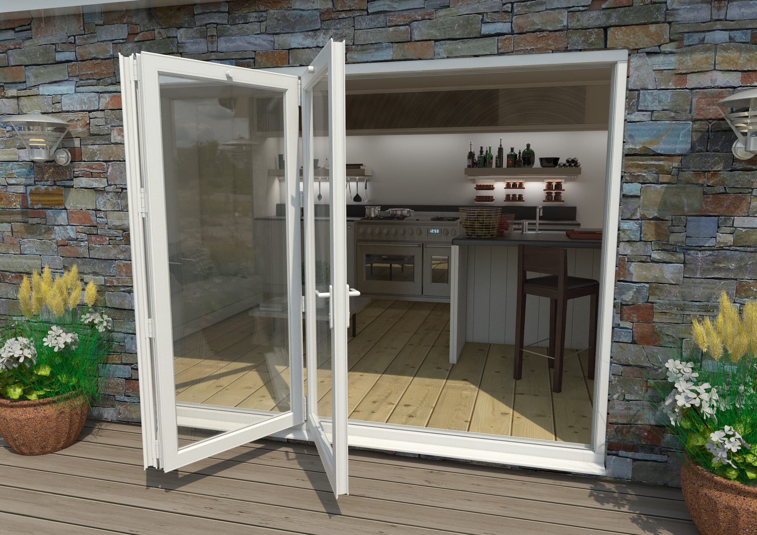 Part Q 2700mm White Aluminium Bifold Doors - 3 Left