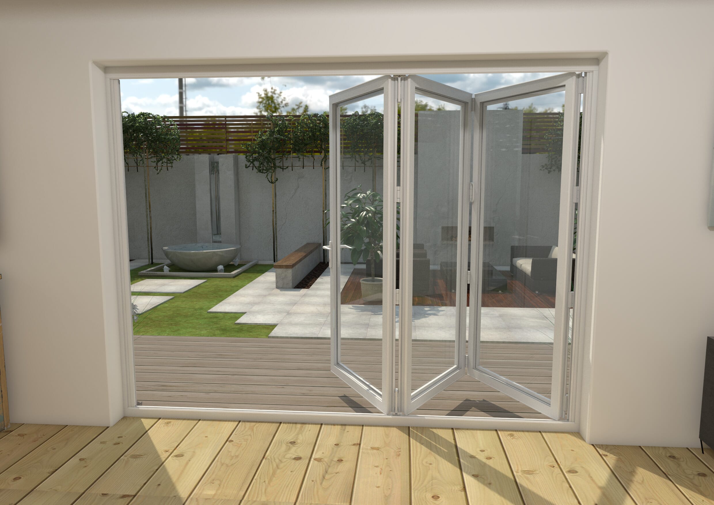 Part Q 2700mm White Aluminium Bifold Doors - 3 Left