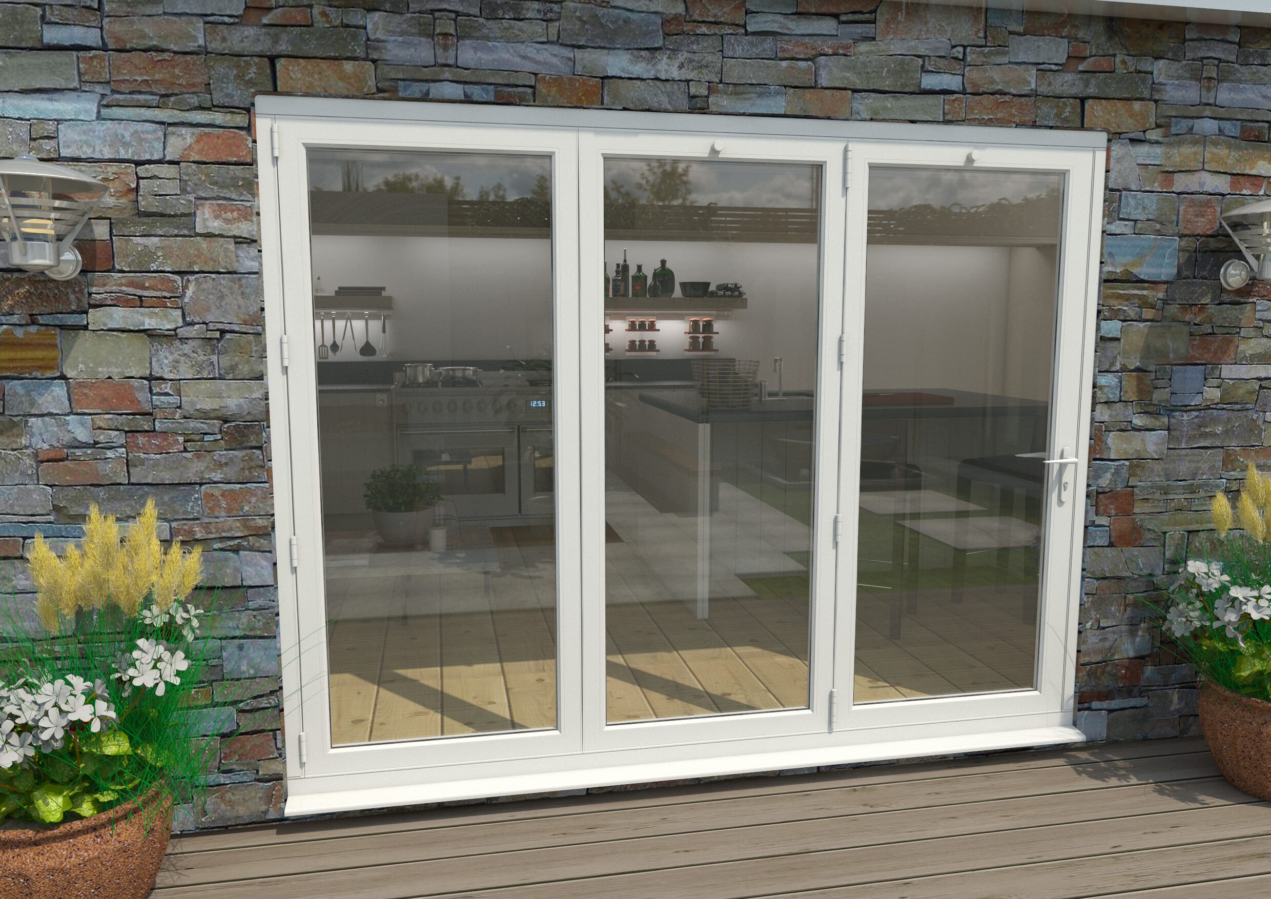 Part Q 2700mm White Aluminium Bifold Doors - 3 Left