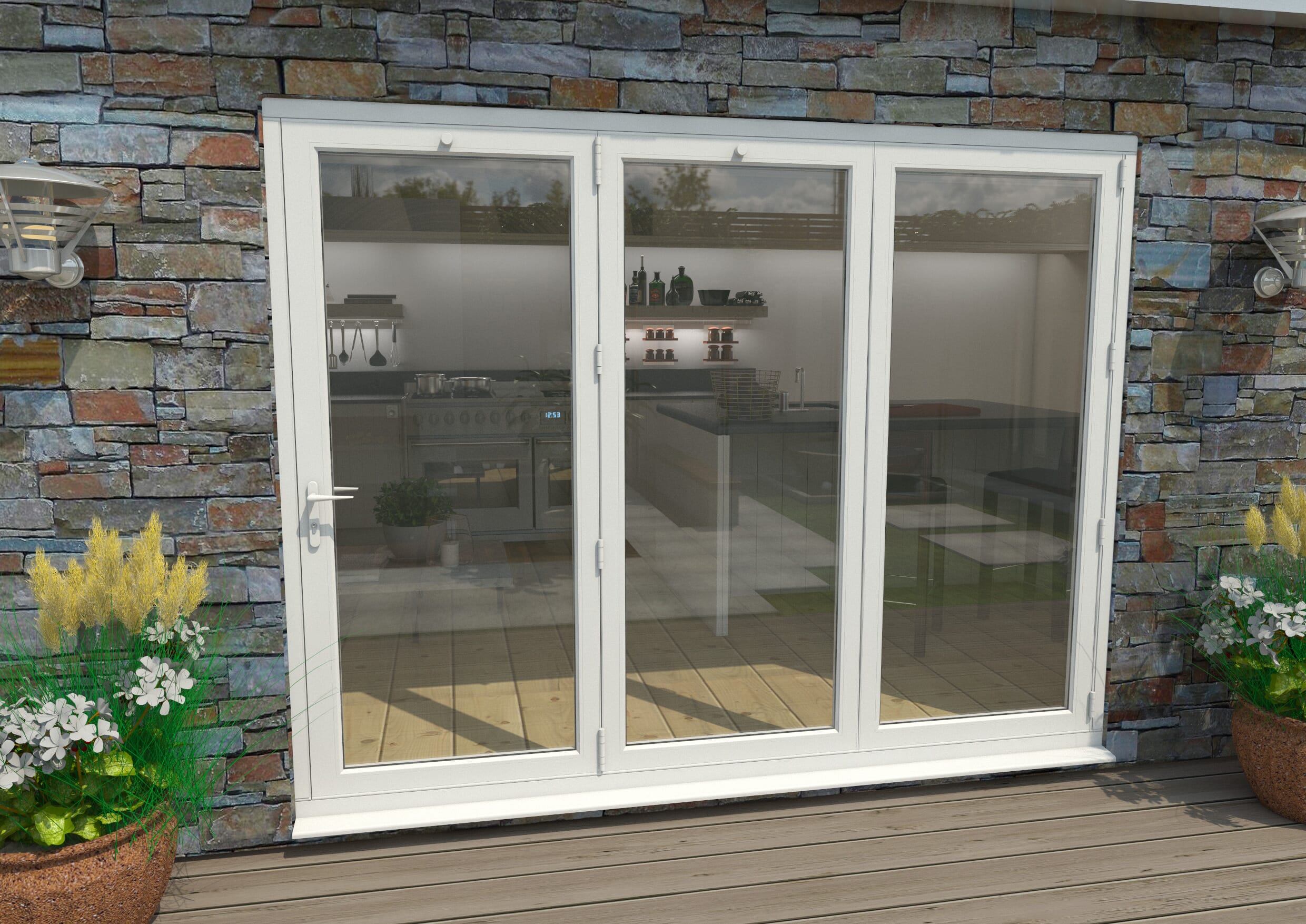 2700mm White Aluminium Bifold Doors - 3 Right
