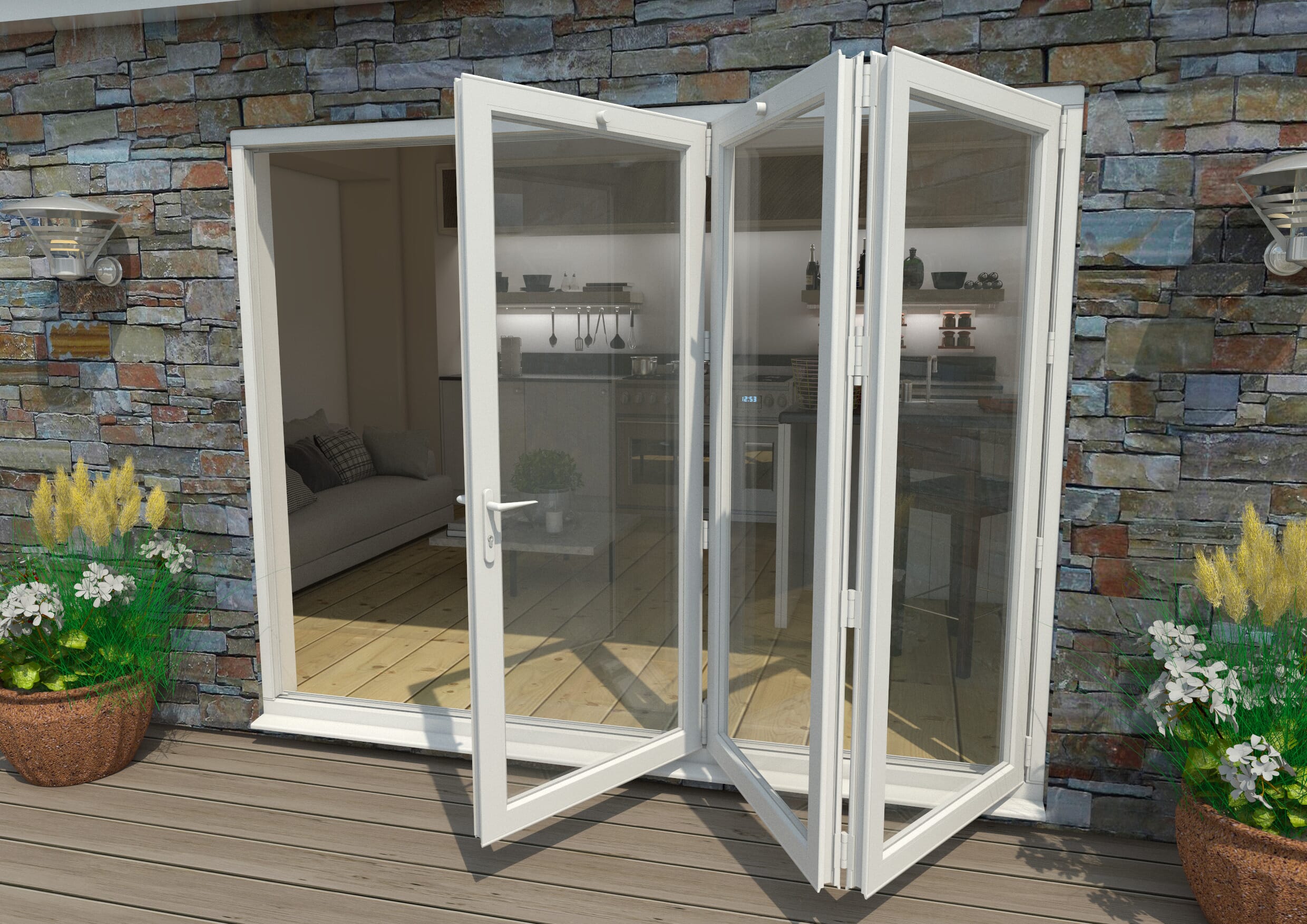 Part Q 2700mm White Aluminium Bifold Doors - 3 Right