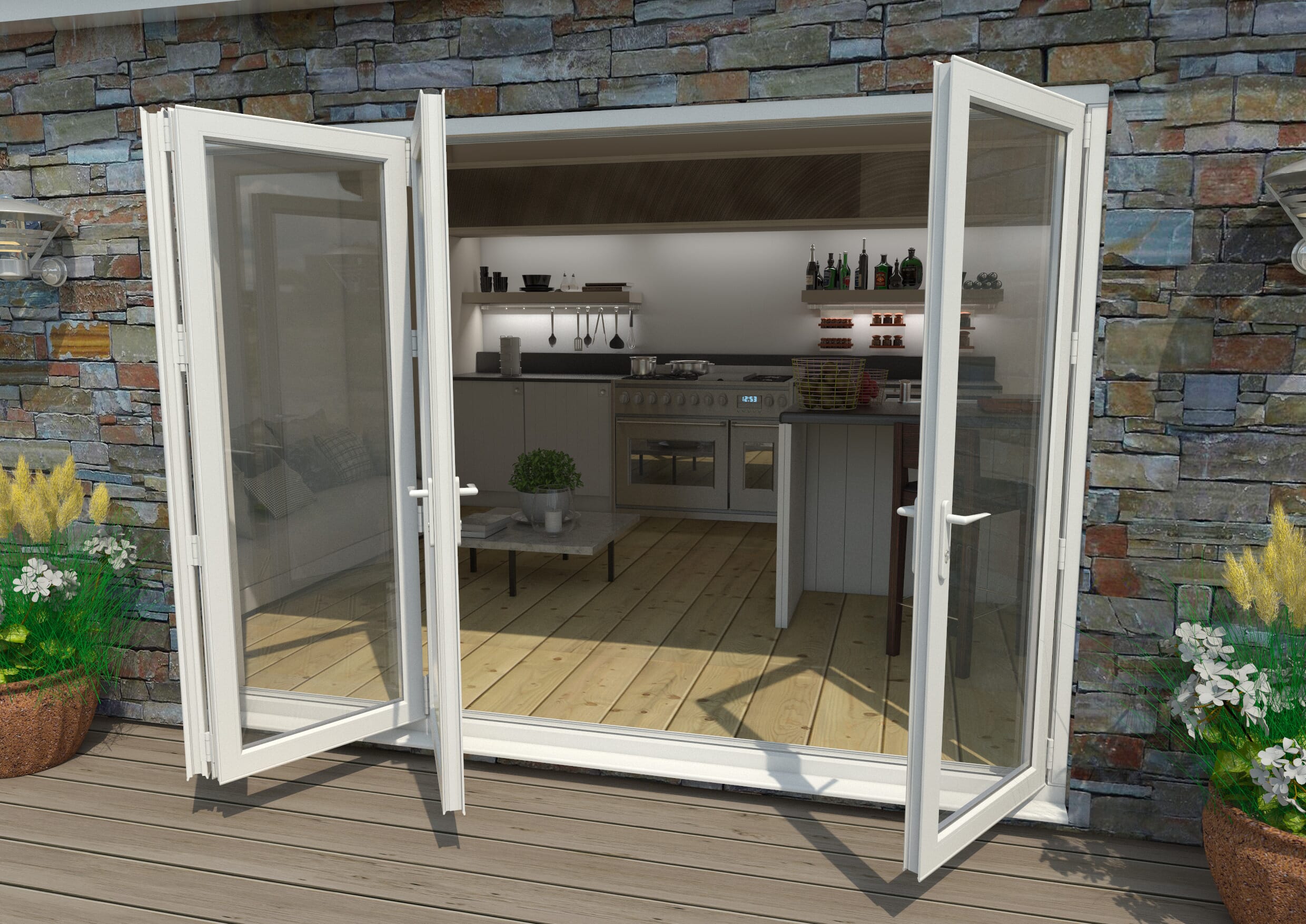 Part Q 3000mm White Aluminium Bifold Doors - 3 Left 1 Right
