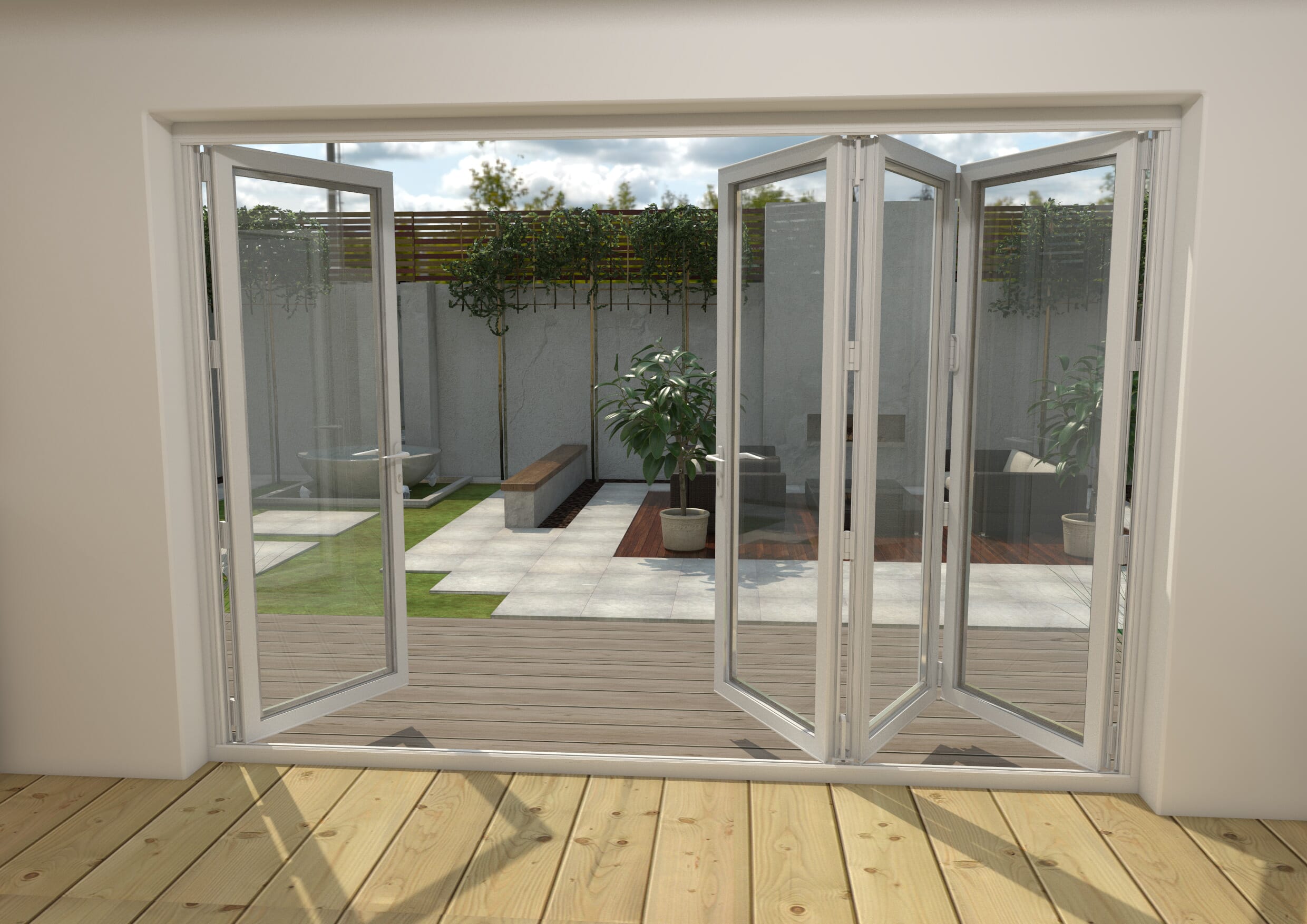 Part Q 3000mm White Aluminium Bifold Doors - 3 Left 1 Right