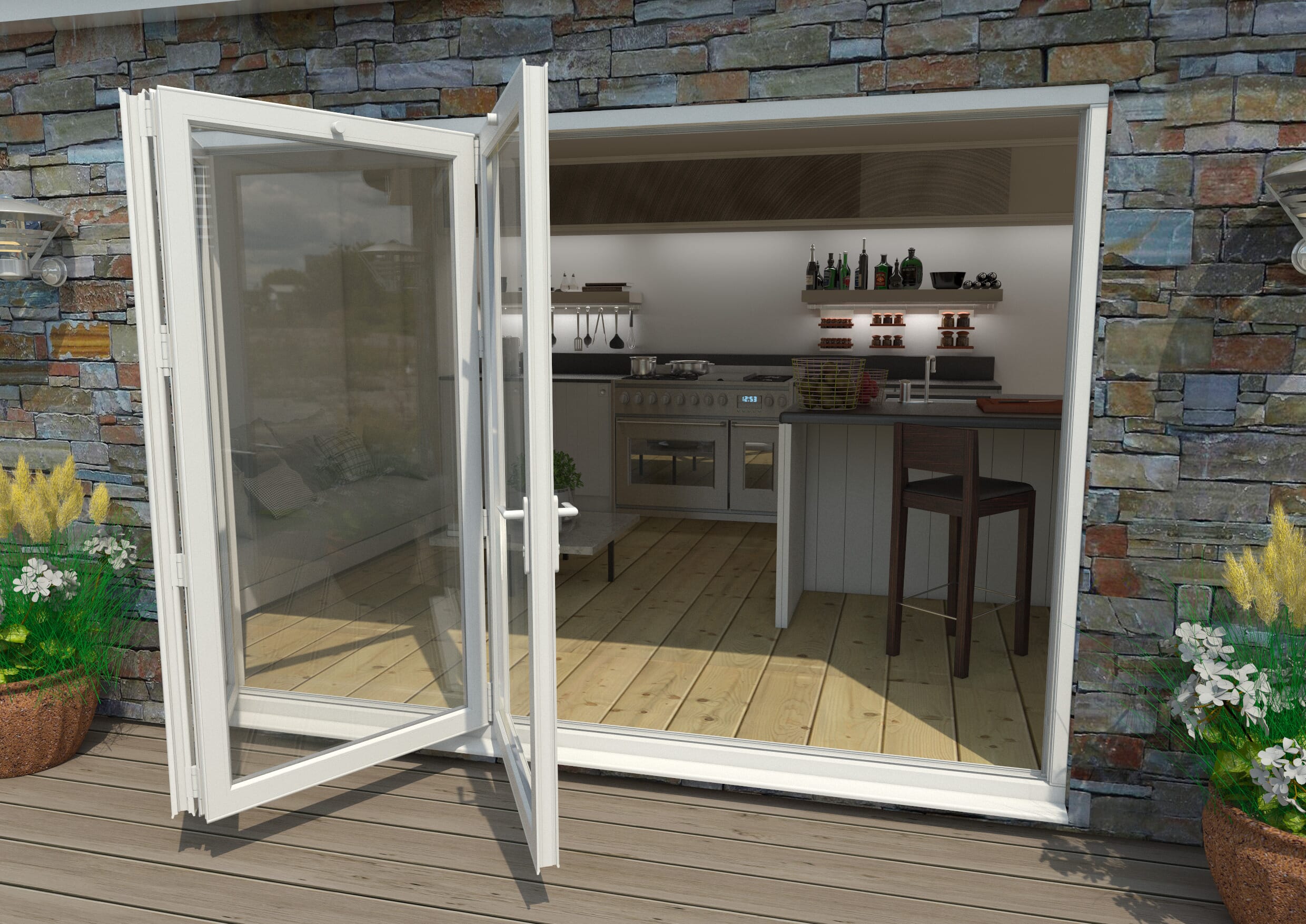 Part Q 3000mm White Aluminium Bifold Doors - 3 Left