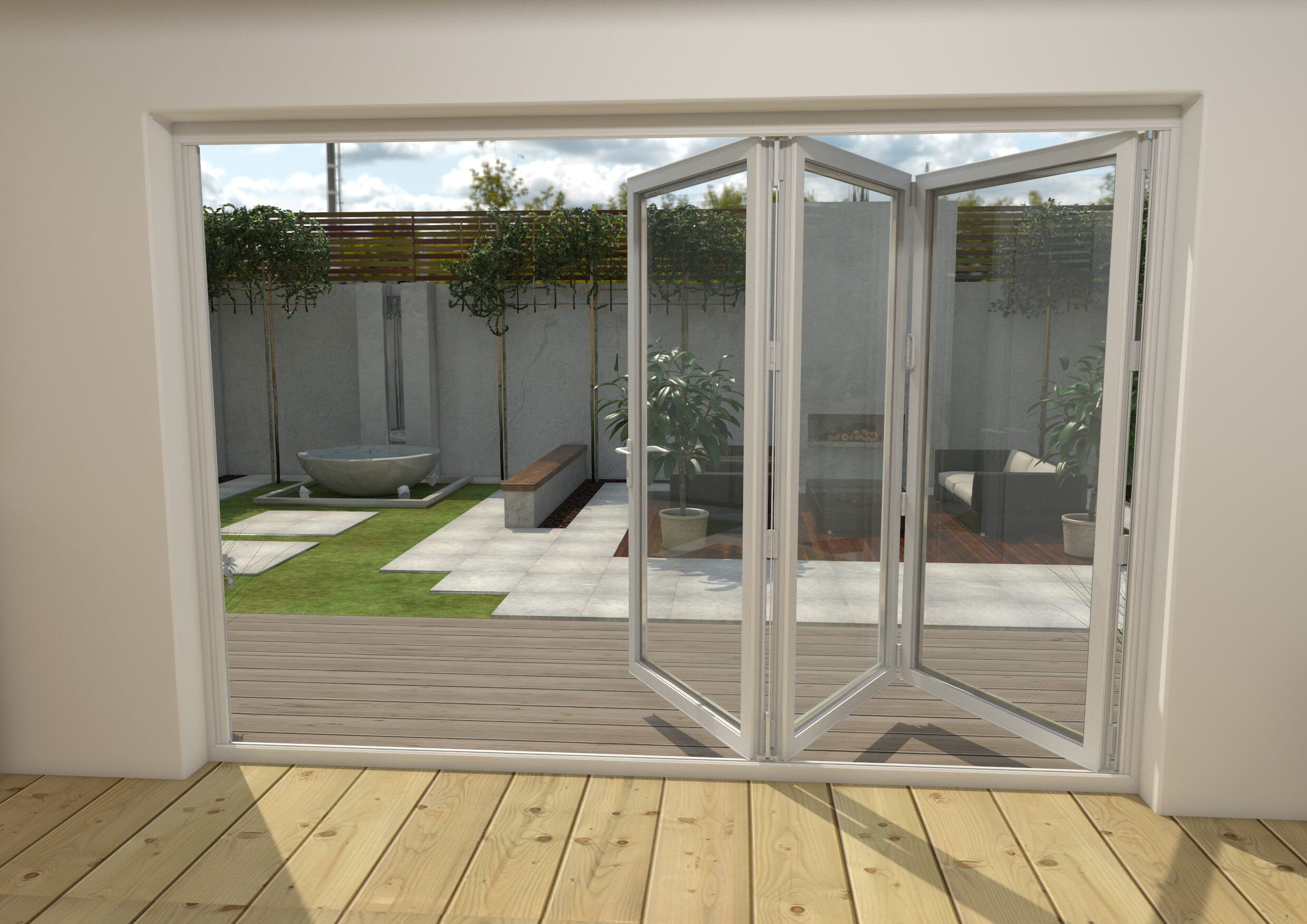 Part Q 3000mm White Aluminium Bifold Doors - 3 Left