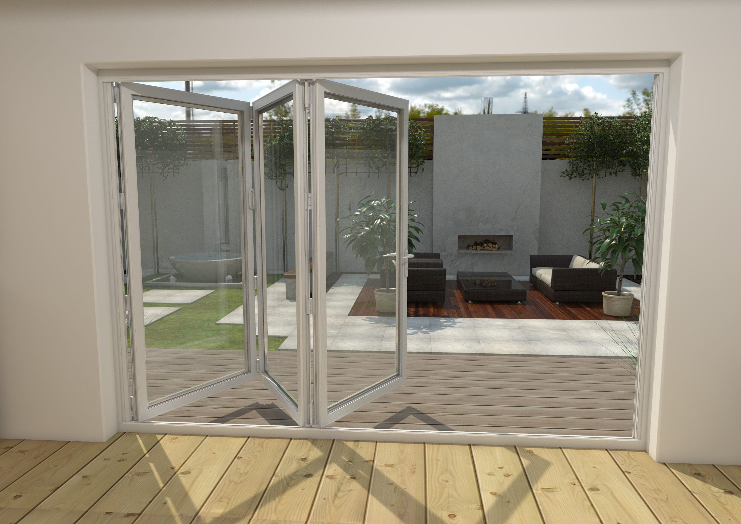 3000mm White Aluminium Bifold Doors 3 Right Express Doors Direct
