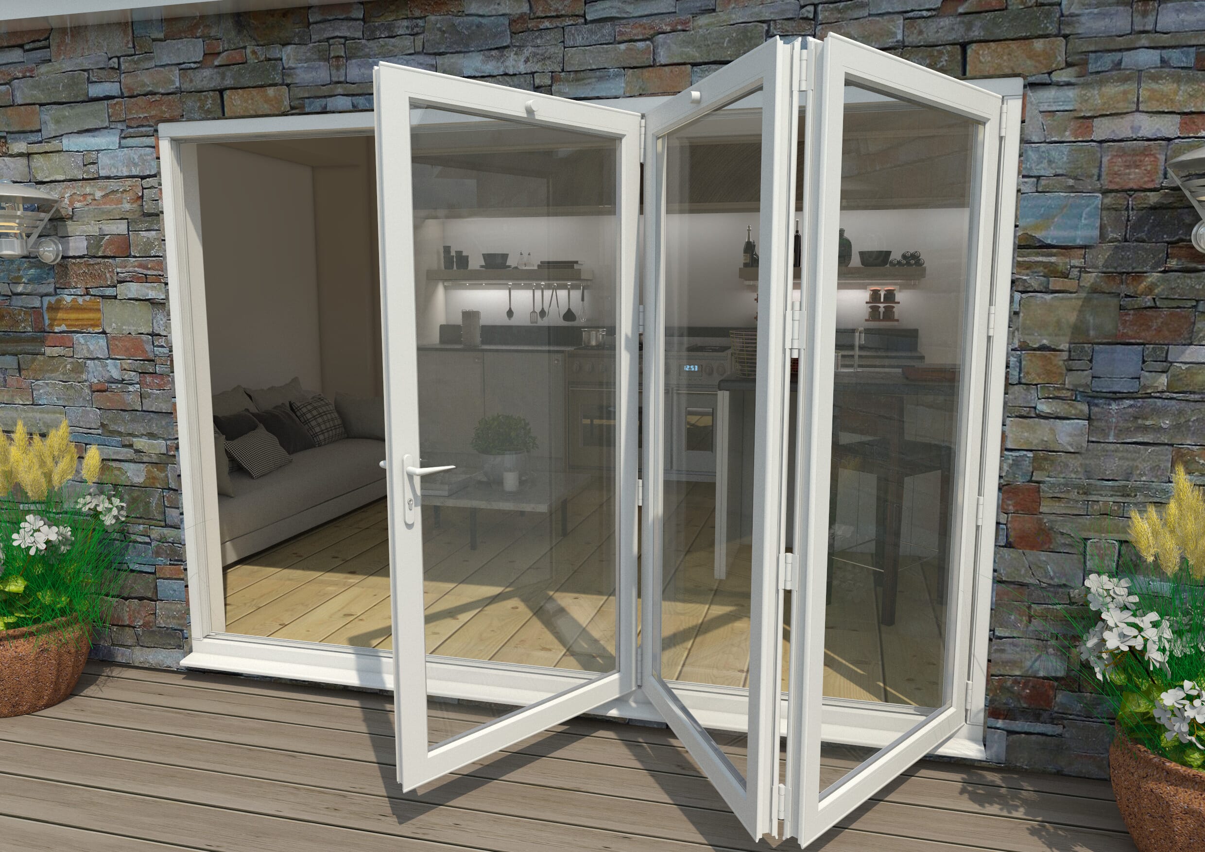Part Q 3000mm White Aluminium Bifold Doors - 3 Right