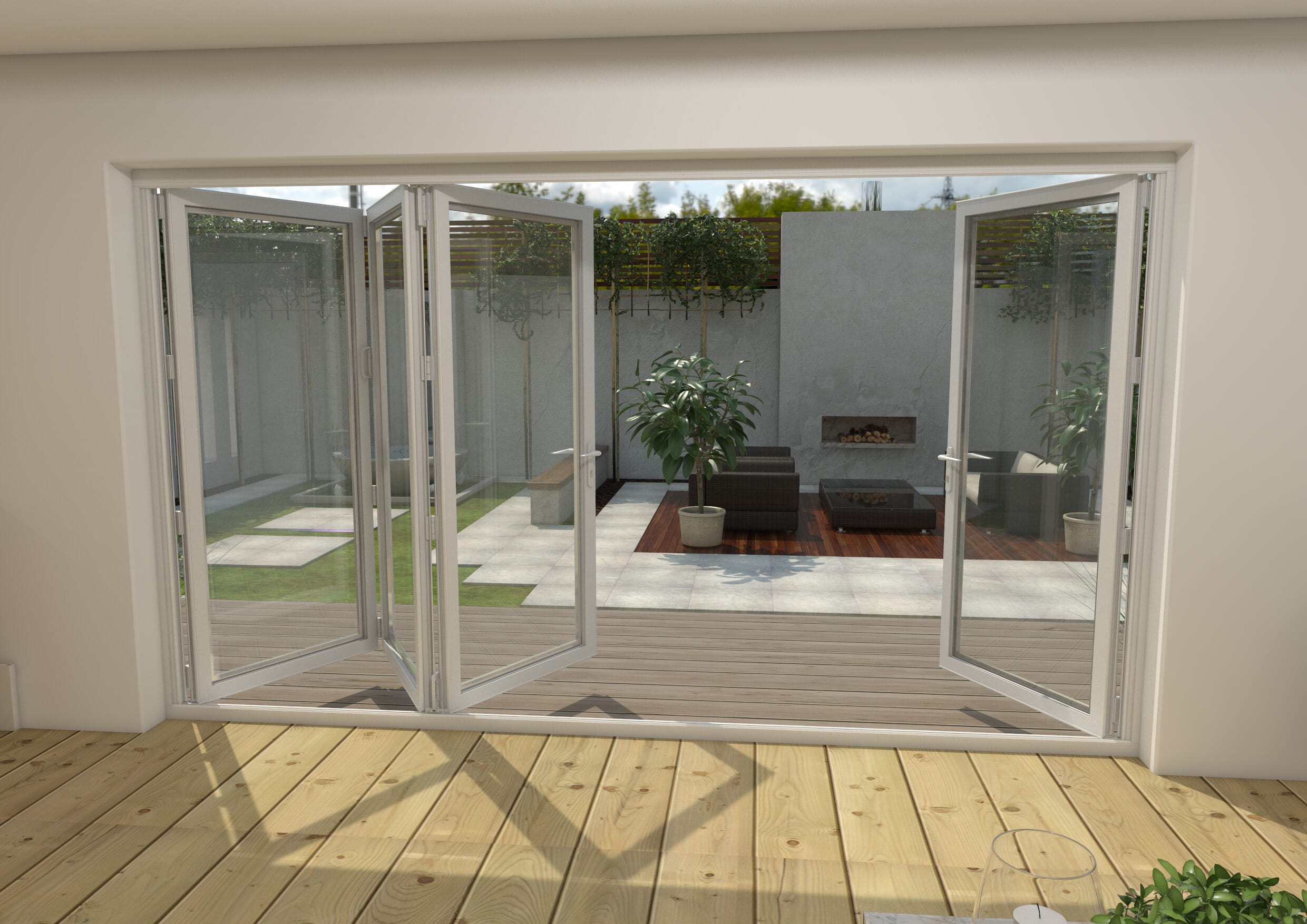 Part Q 3600mm White Aluminium Bifold Doors - 1 Left 3 Right