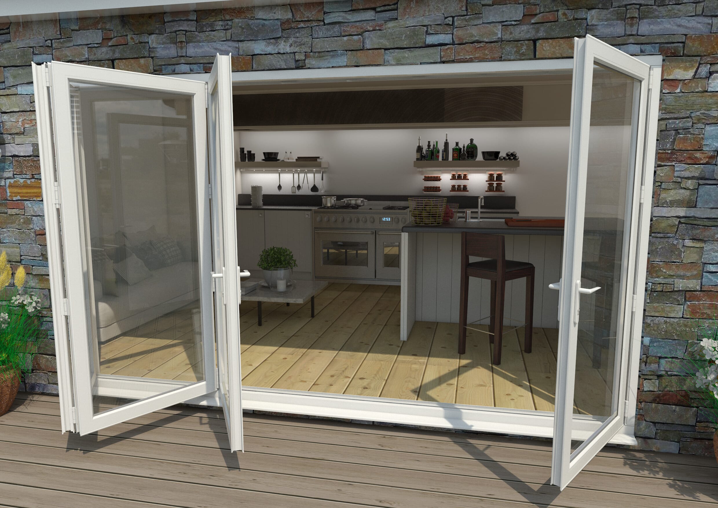 Part Q 3600mm White Aluminium Bifold Doors - 3 Left 1 Right