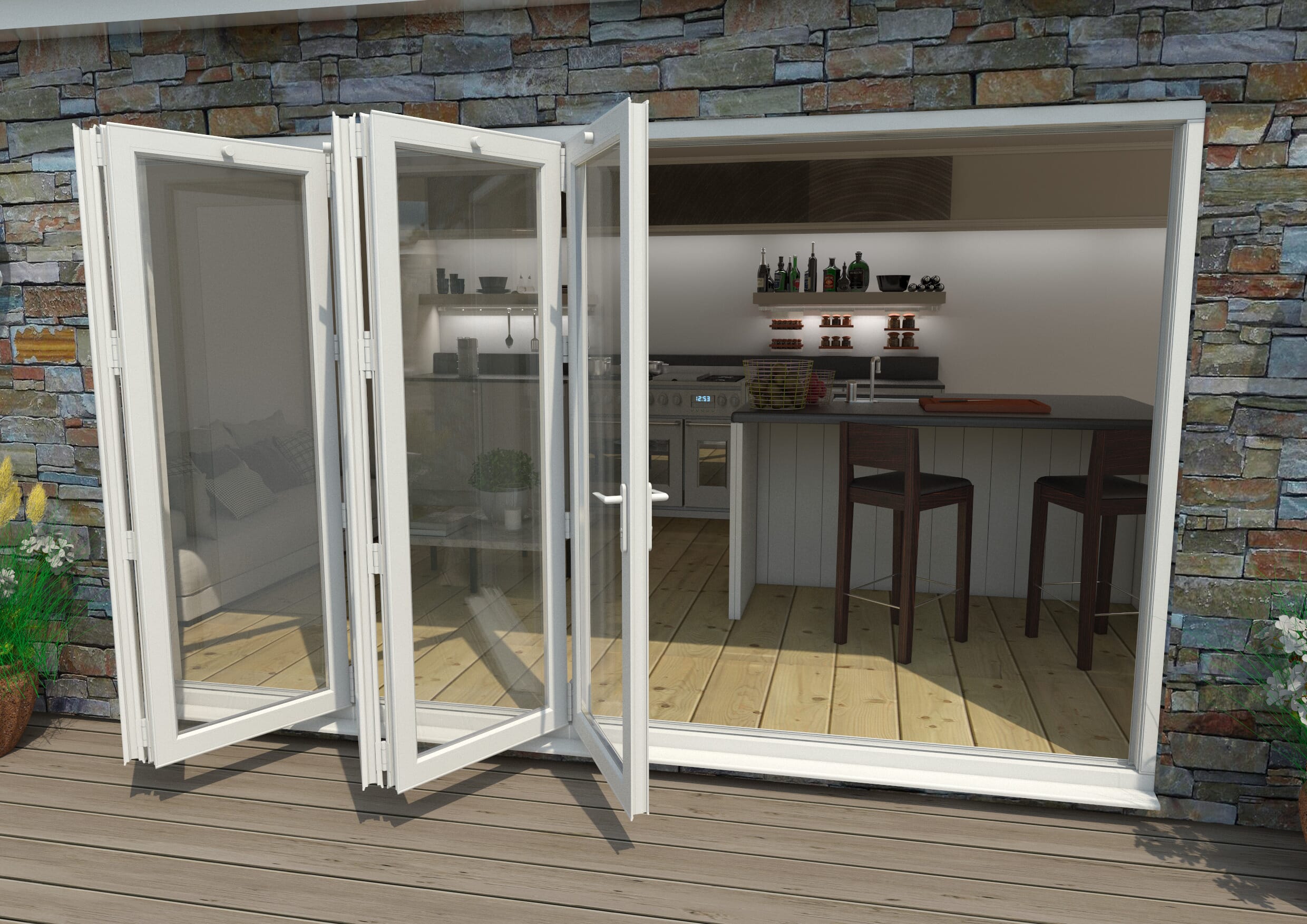 Part Q 3600mm White Aluminium Bifold Doors - 5 Left