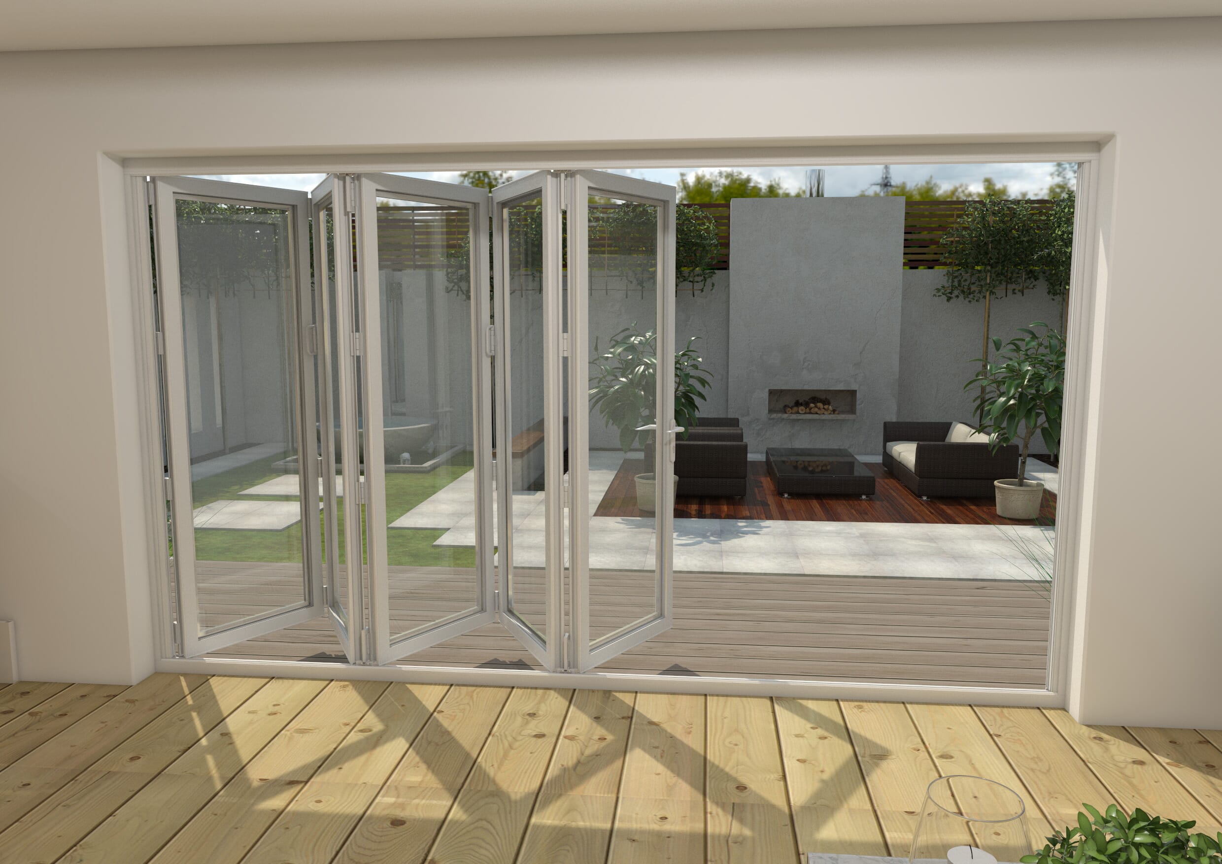 3600mm White Aluminium Bifold Doors 5 Right Express Doors Direct