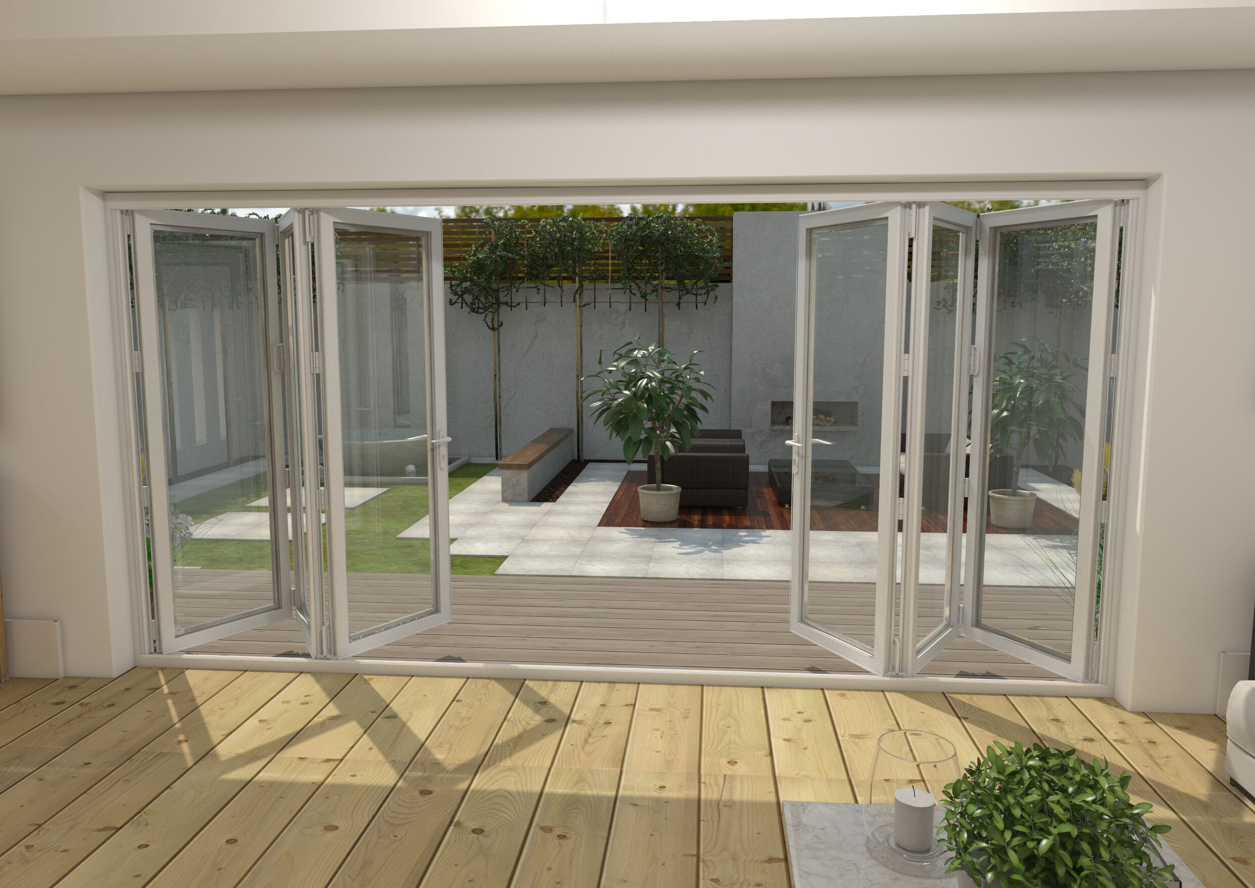 Part Q 4200mm White Aluminium Bifold Doors - 3 Left 3 Right