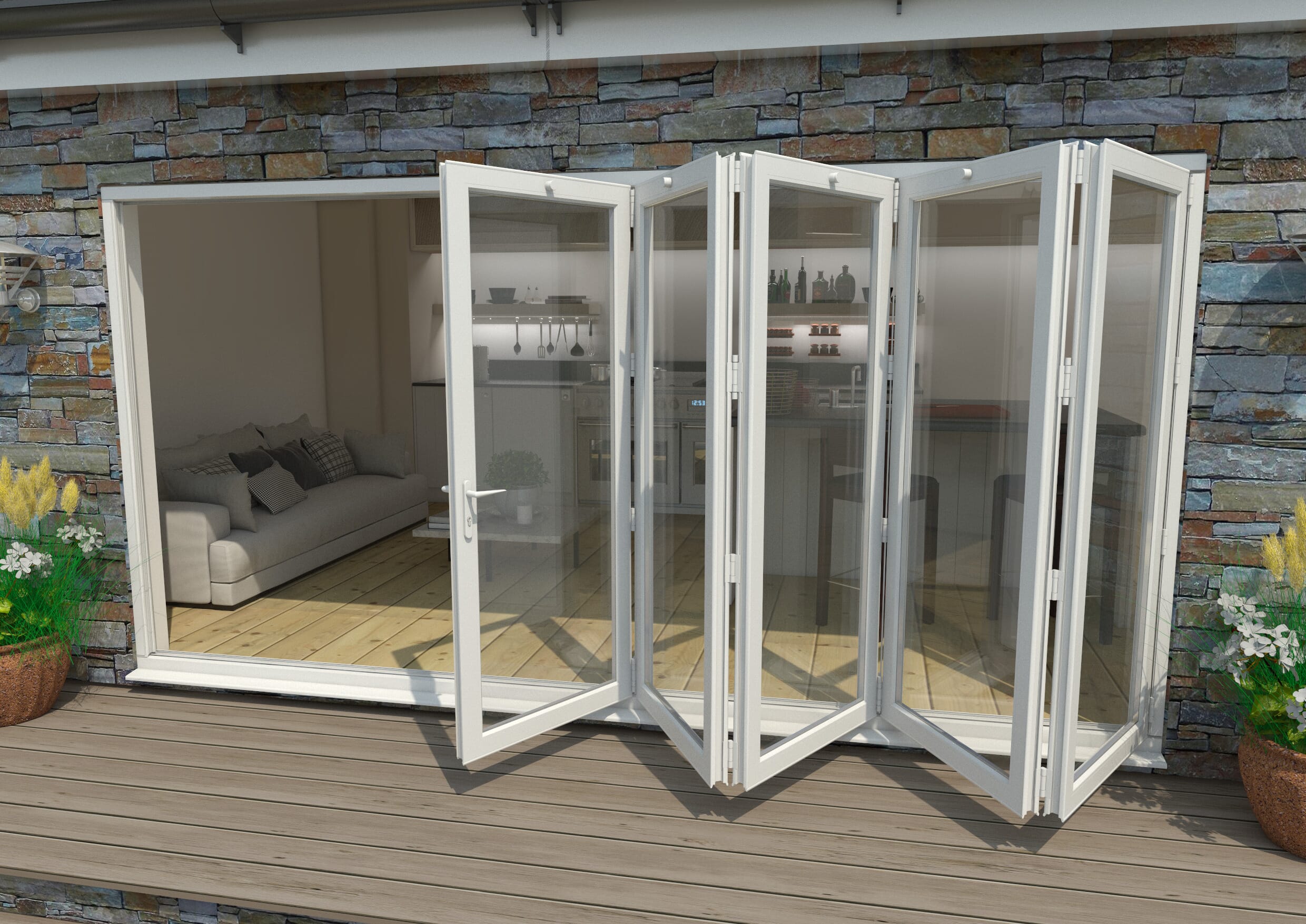 Part Q 4200mm White Aluminium Bifold Doors - 5 Right