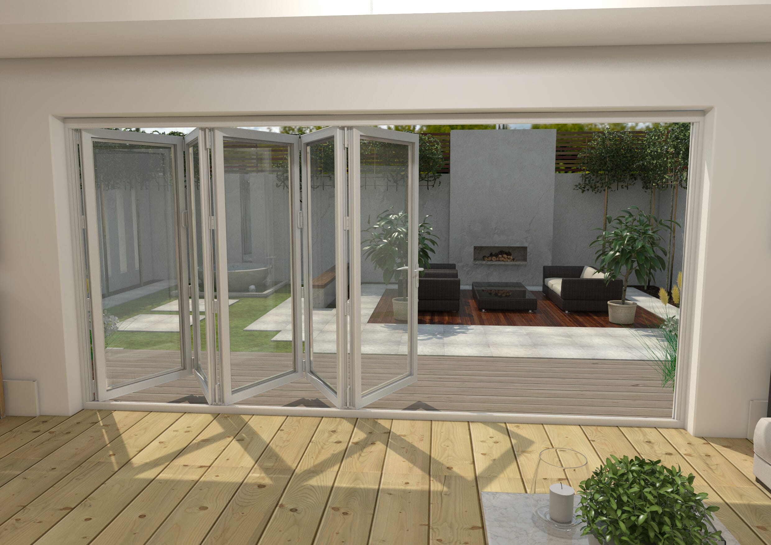 Part Q 4200mm White Aluminium Bifold Doors - 5 Right