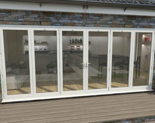 Part Q 4800mm White Aluminium Bifold Doors - 3 Left 3 Right