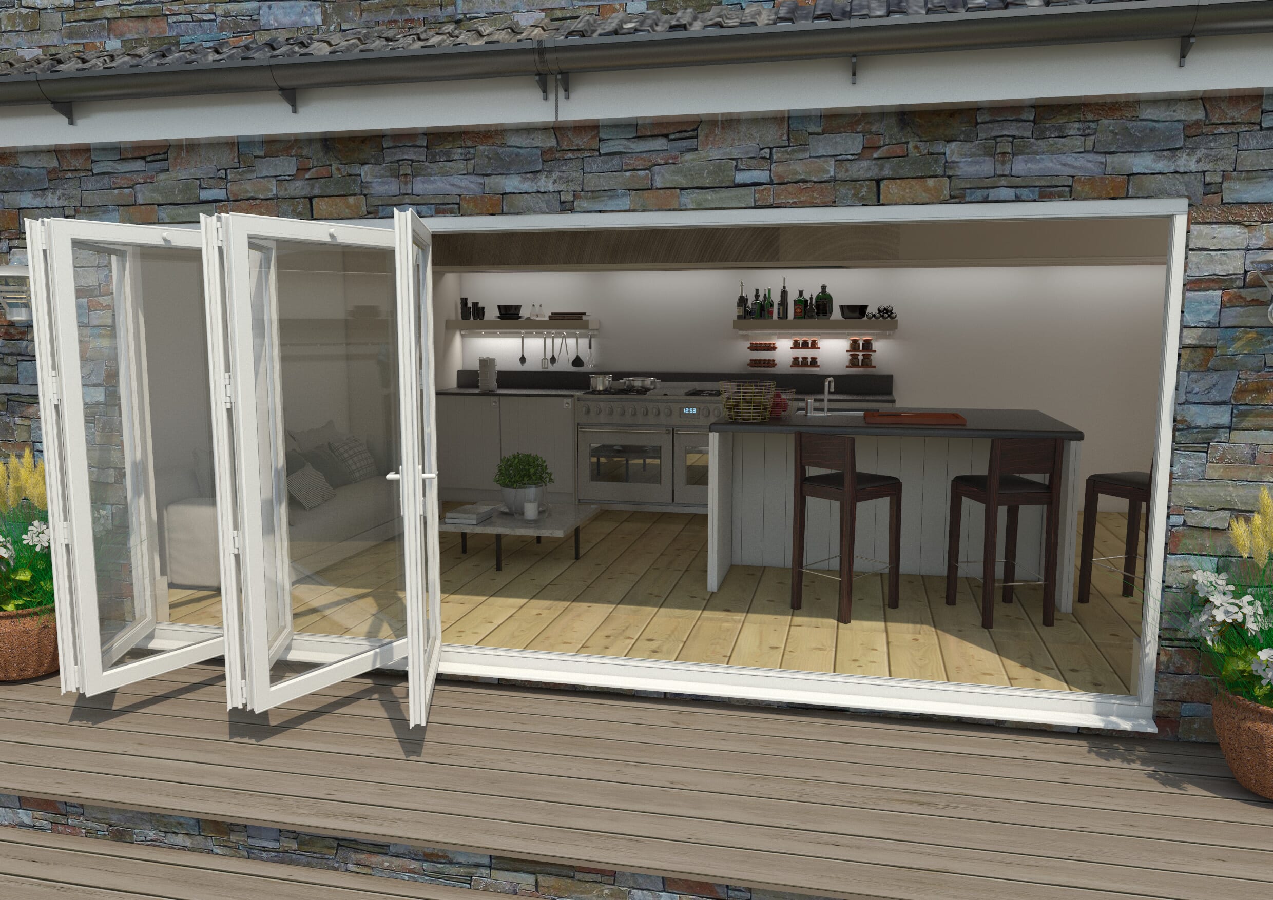 Part Q 4800mm White Aluminium Bifold Doors - 5 Left