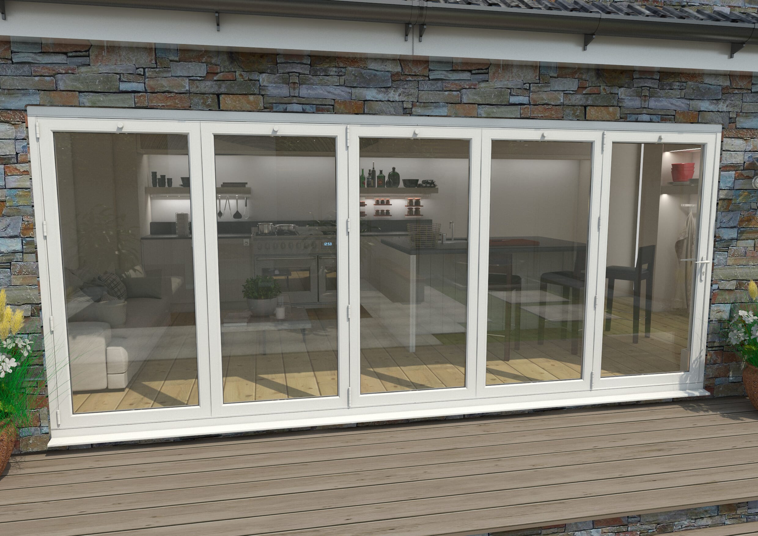 Part Q 4800mm White Aluminium Bifold Doors - 5 Left