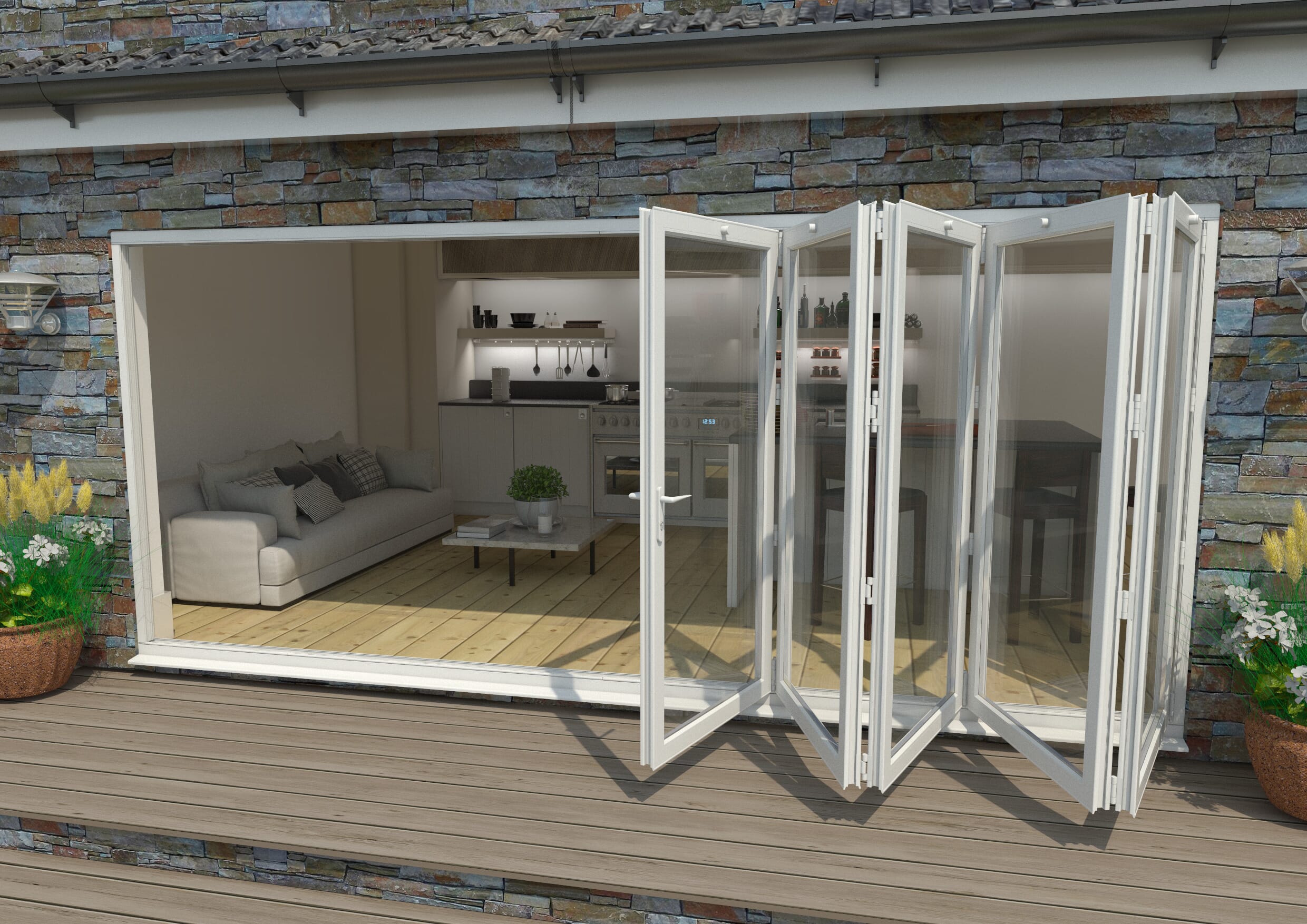Part Q 4800mm White Aluminium Bifold Doors - 5 Right