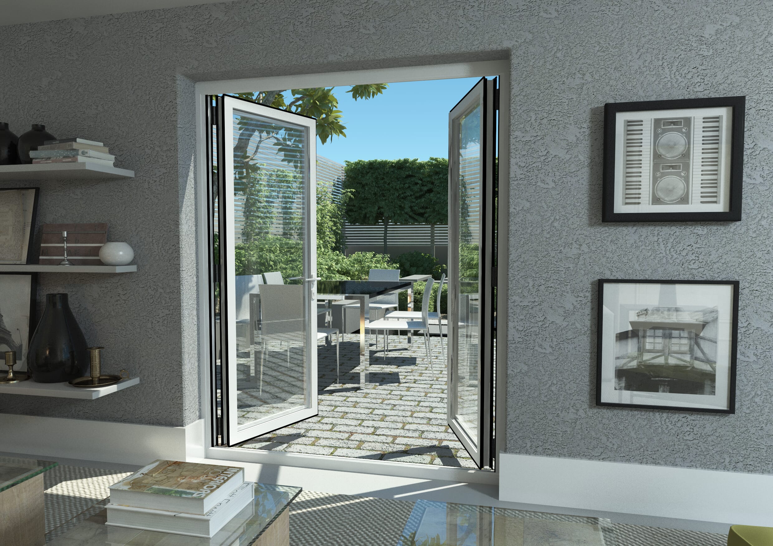 1500mm Open Out White Aluminium French Doors