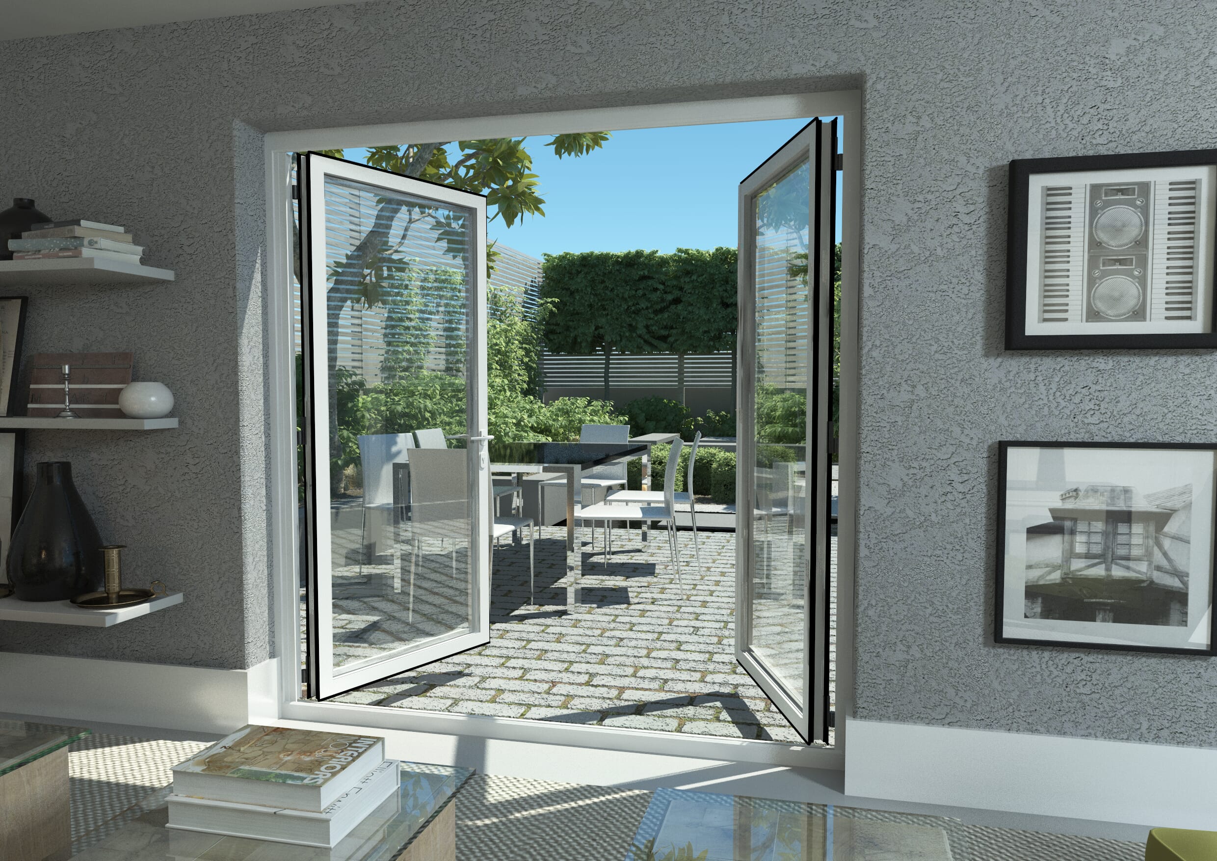 1800mm Open Out White Aluminium French Doors