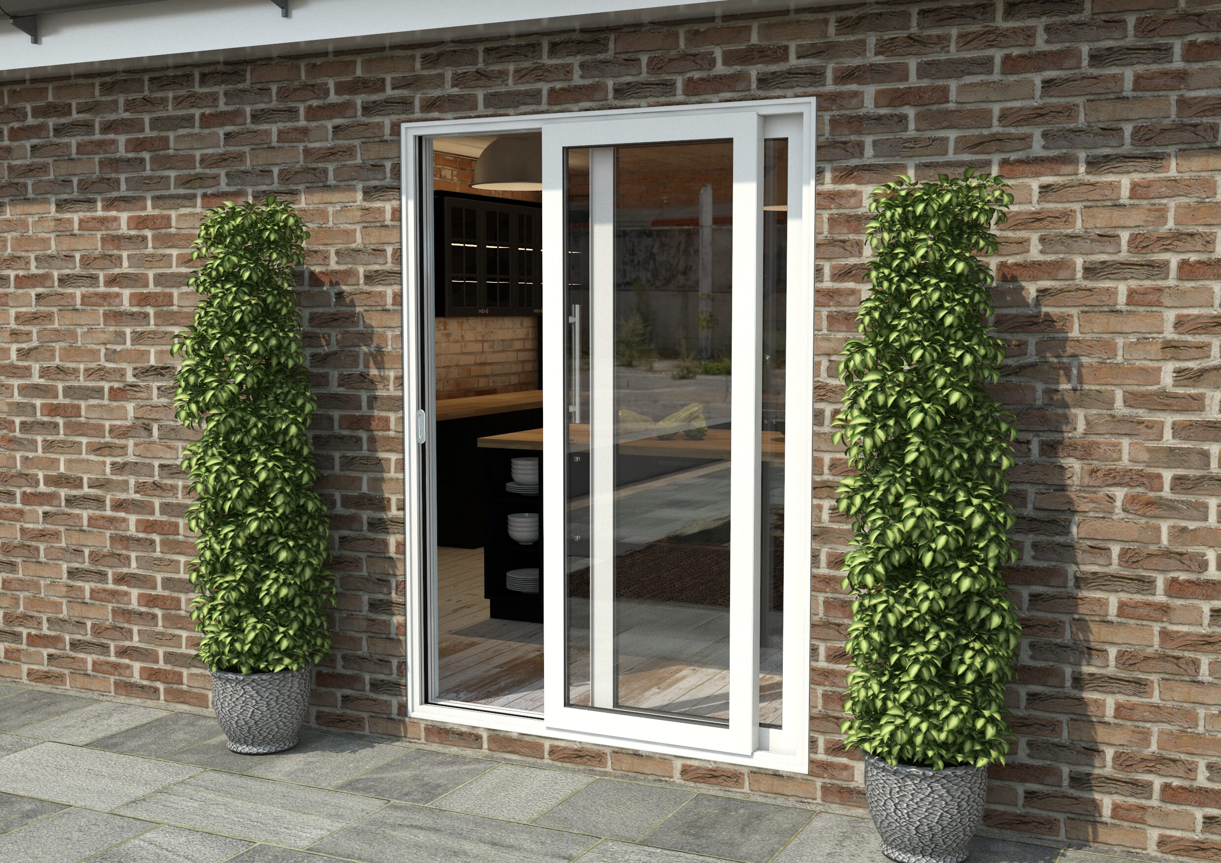 1500mm White Aluminium Sliding Doors LH Sliding / RH Fixed