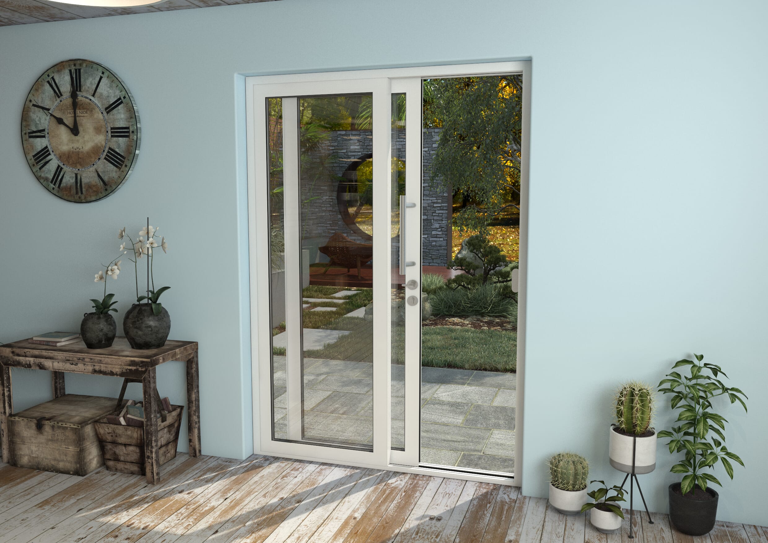 Climadoor Part Q 1500mm White Aluminium Sliding Doors LH Sliding / RH Fixed Express Doors Direct