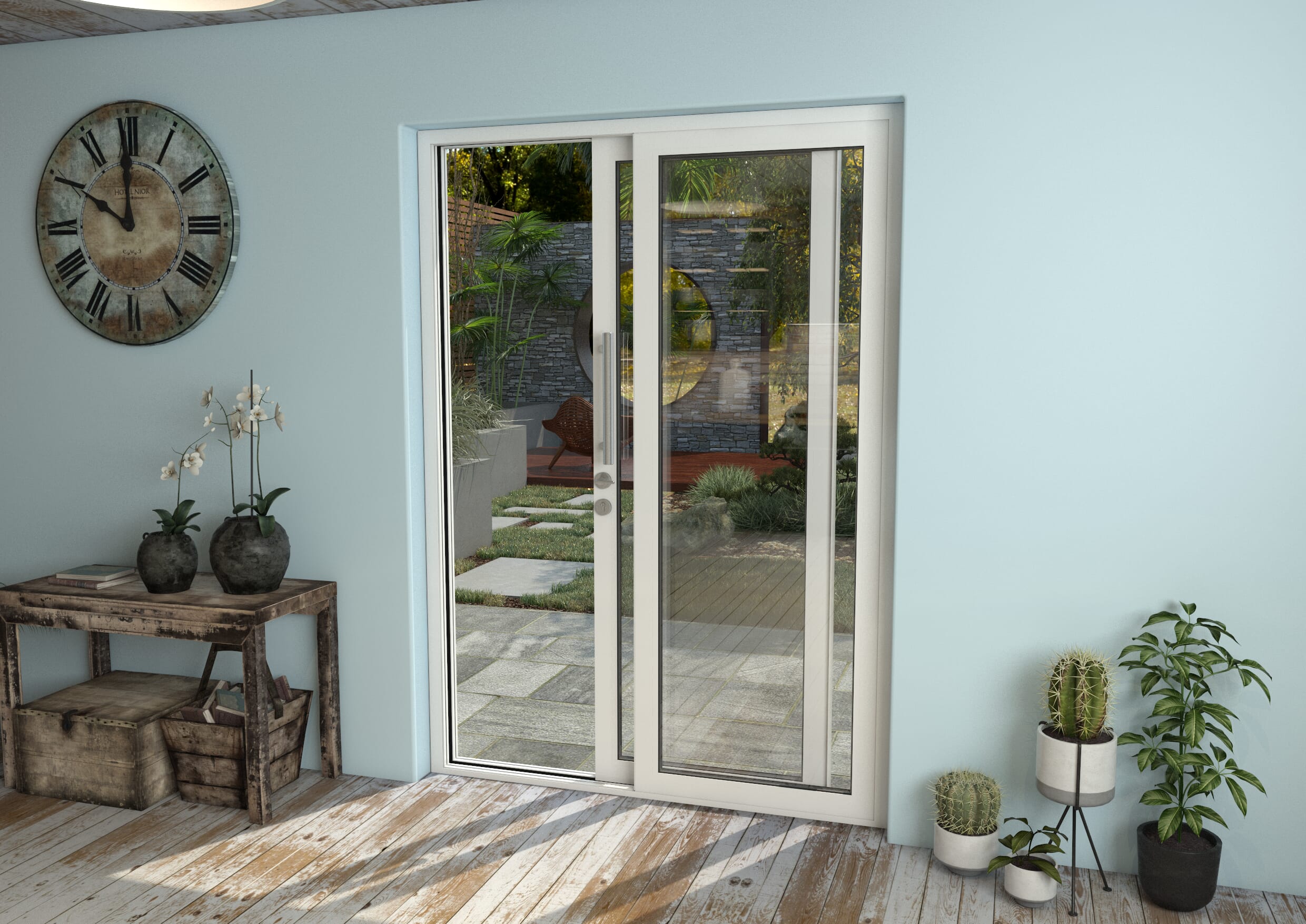1500mm White Aluminium Sliding Doors RH Sliding / LH Fixed