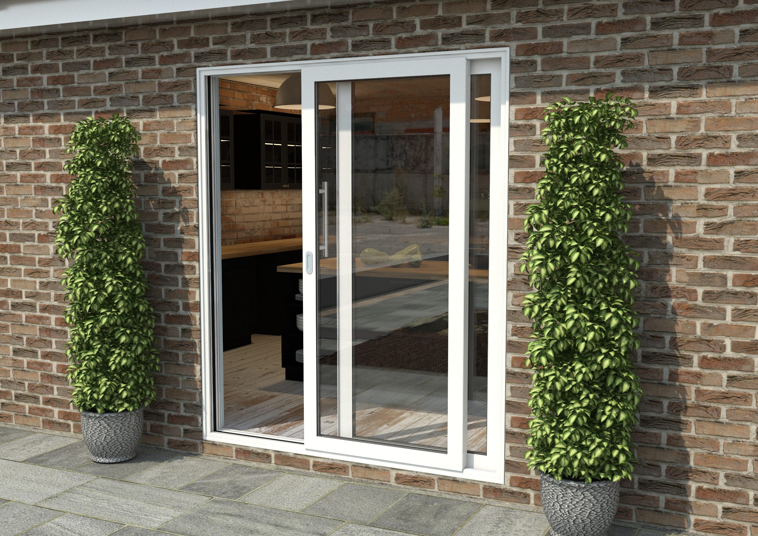 1800mm White Aluminium Sliding Doors LH Sliding / RH Fixed