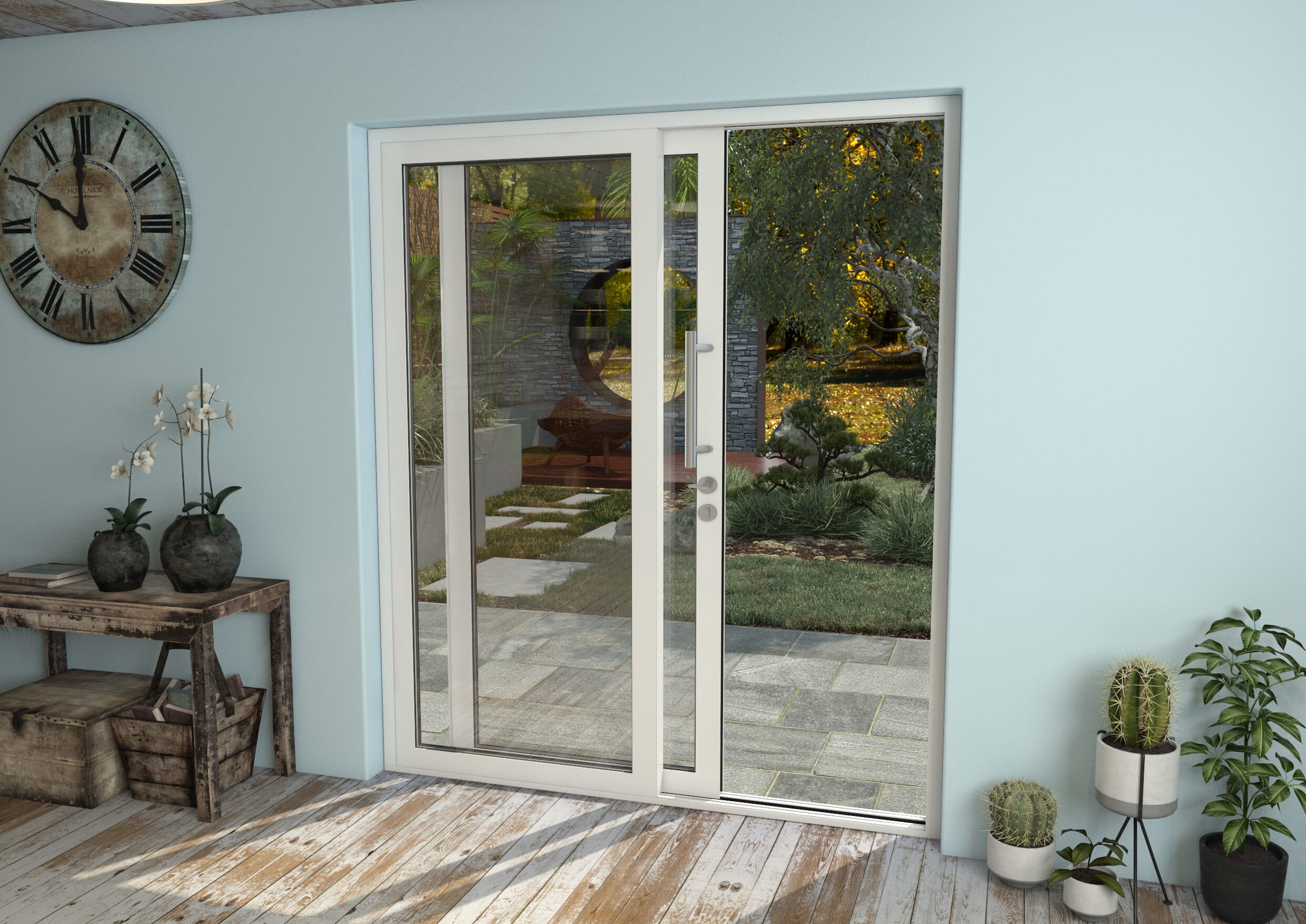 1800mm White Aluminium Sliding Doors Lh Sliding Rh Fixed Bifold Doors