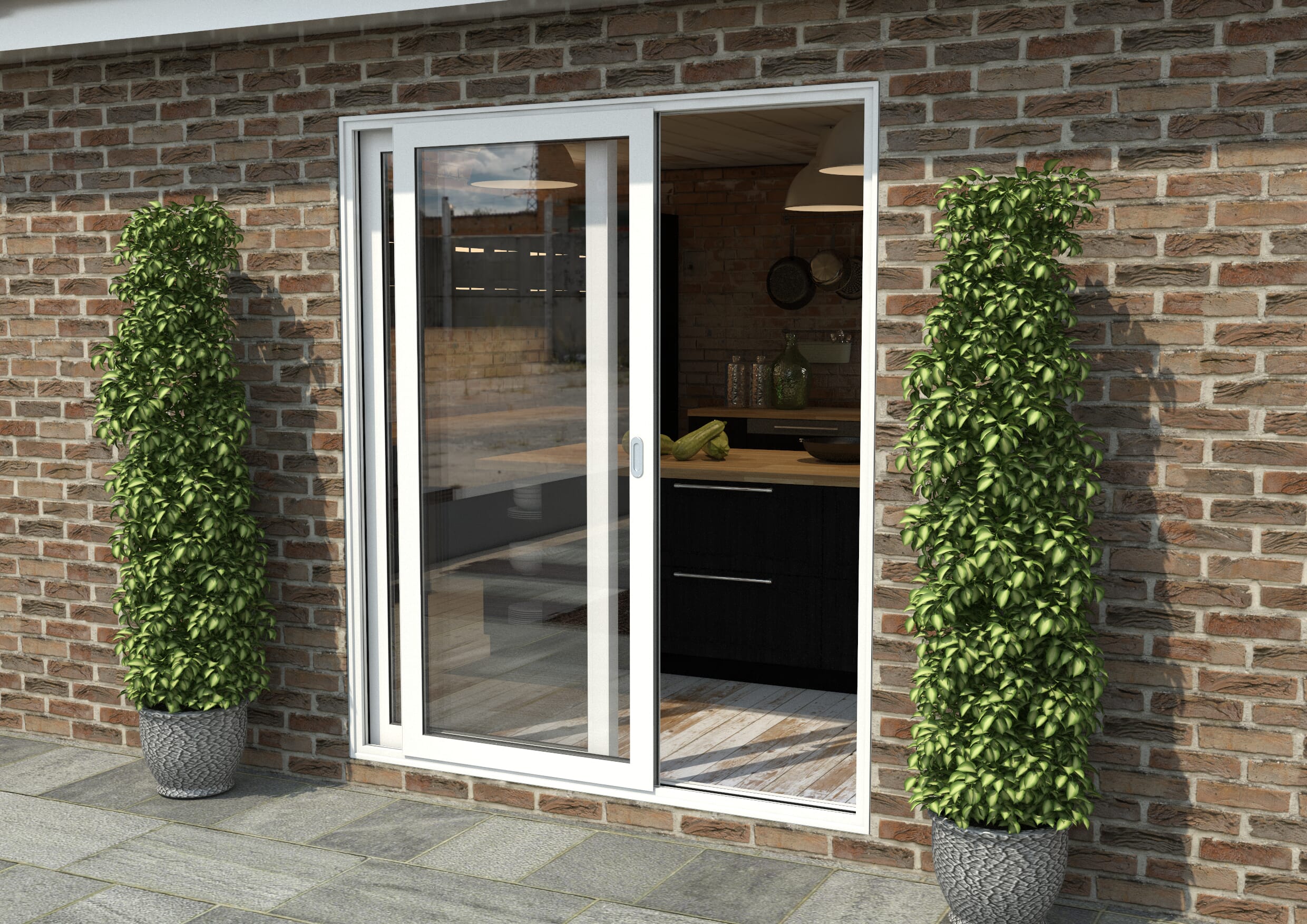 Part Q 1800mm White Aluminium Sliding Doors RH Sliding / LH Fixed