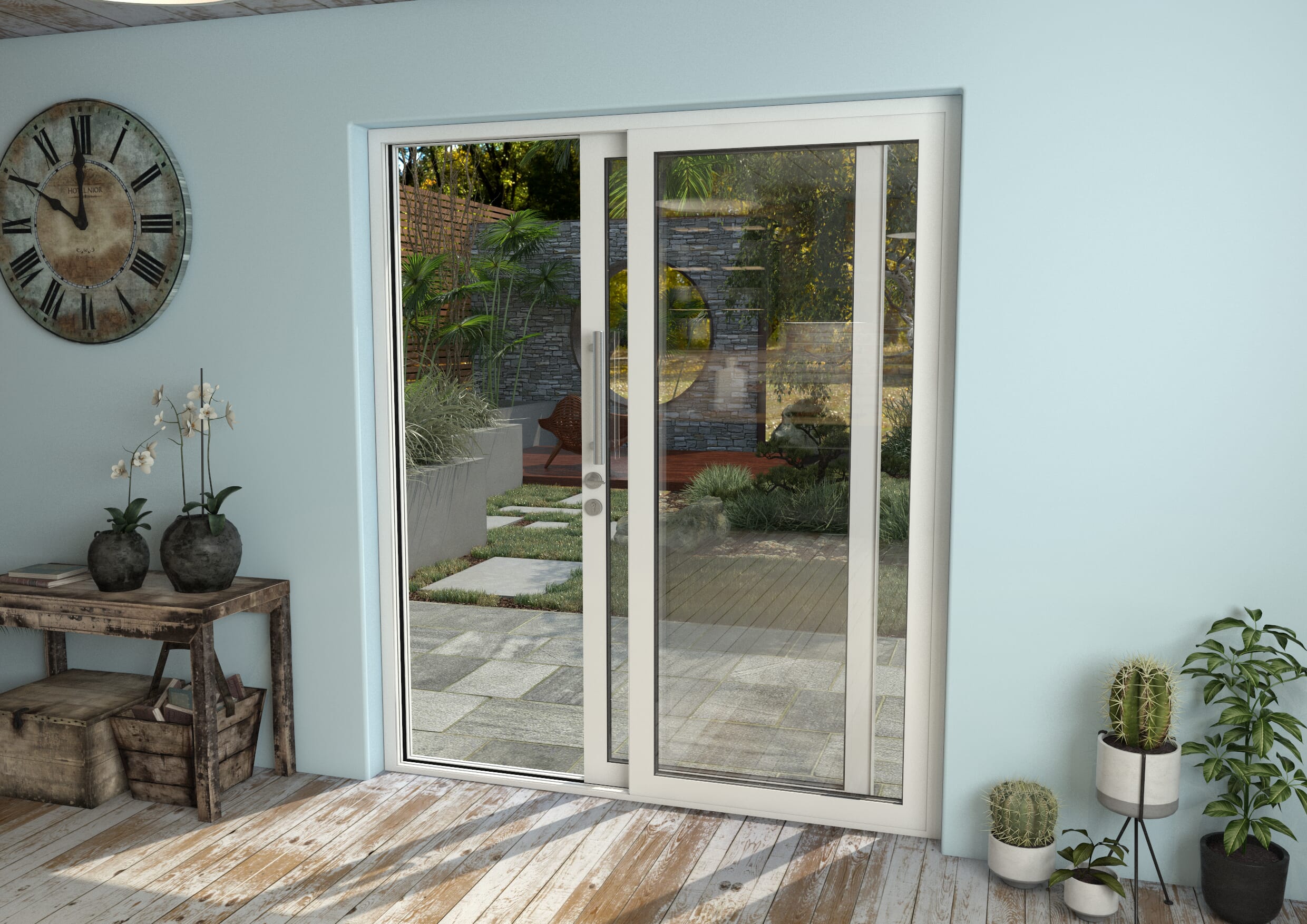 Part Q 1800mm White Aluminium Sliding Doors RH Sliding / LH Fixed