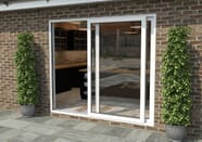 2100mm White Aluminium Sliding Doors LH Sliding RH Fixed Aluminium 