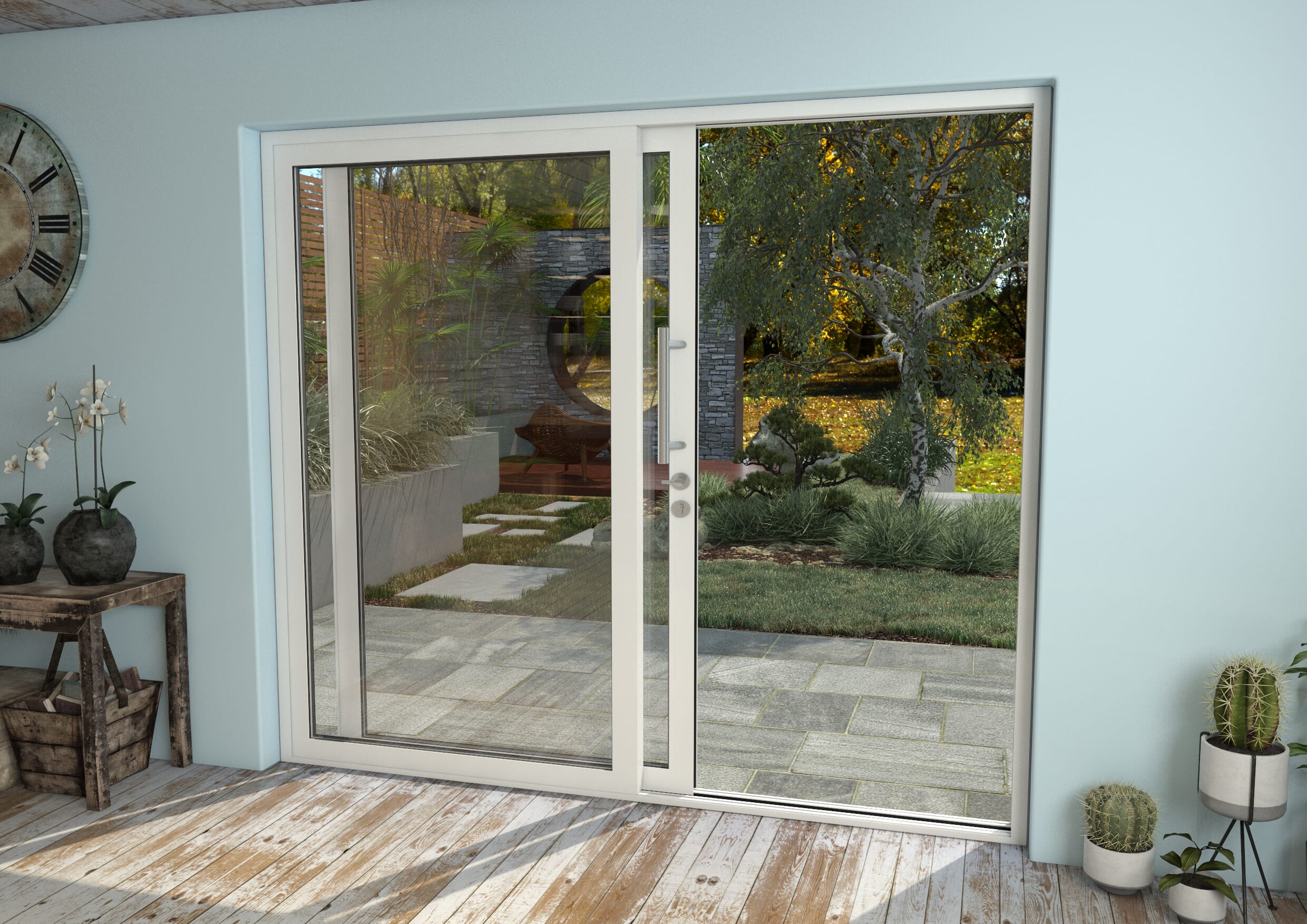 Part Q 2400mm White Aluminium Sliding Doors LH Sliding / RH Fixed