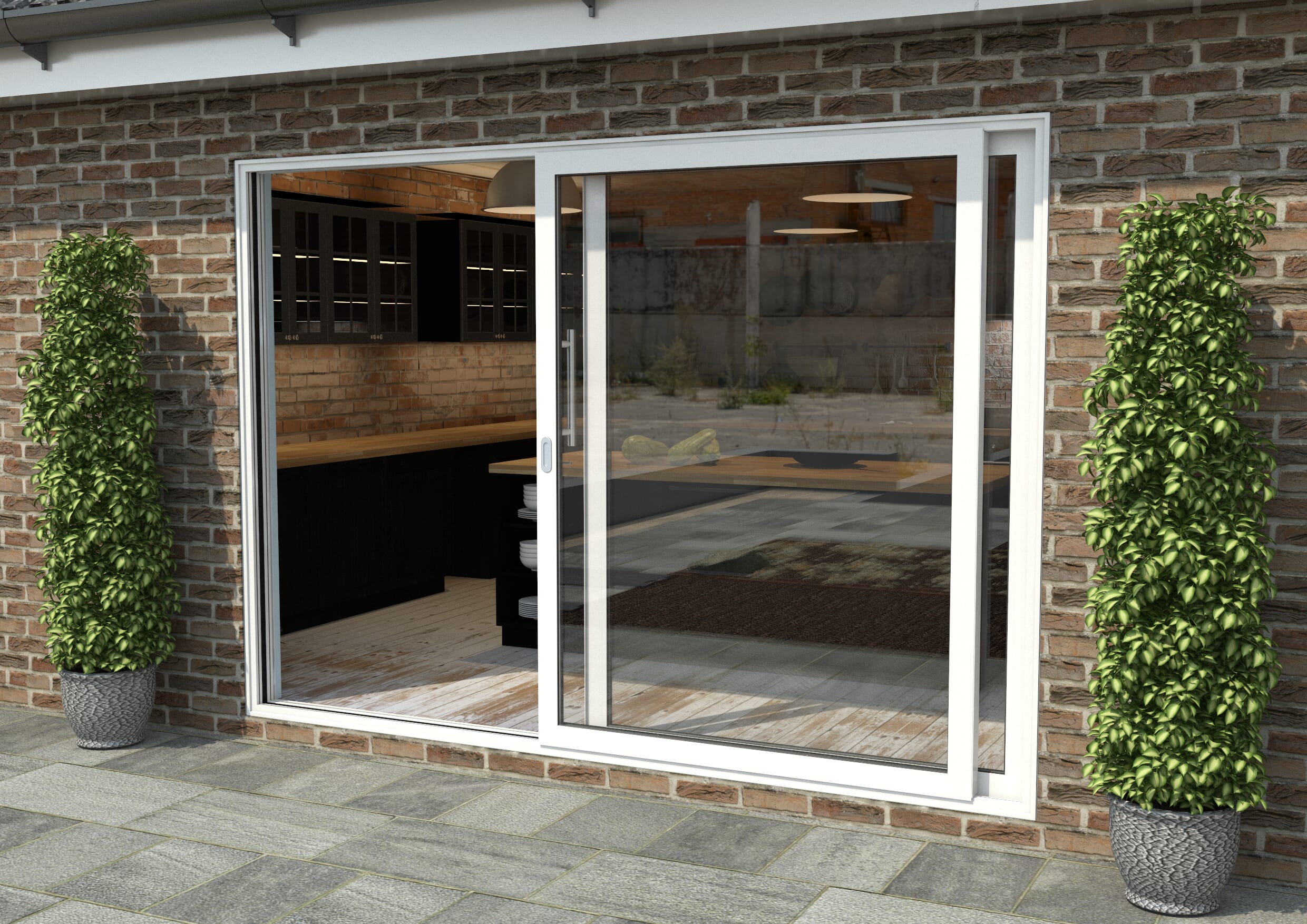 Part Q 3000mm White Aluminium Sliding Doors LH Sliding / RH Fixed
