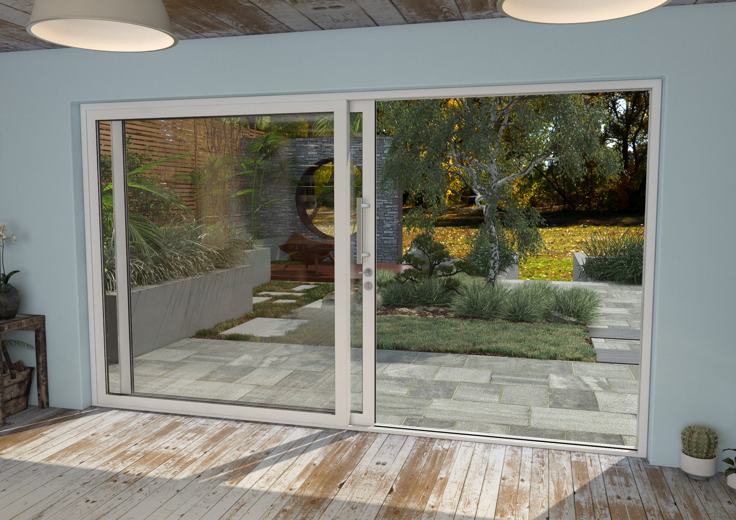 3600mm White Aluminium Sliding Doors LH Sliding / RH Fixed