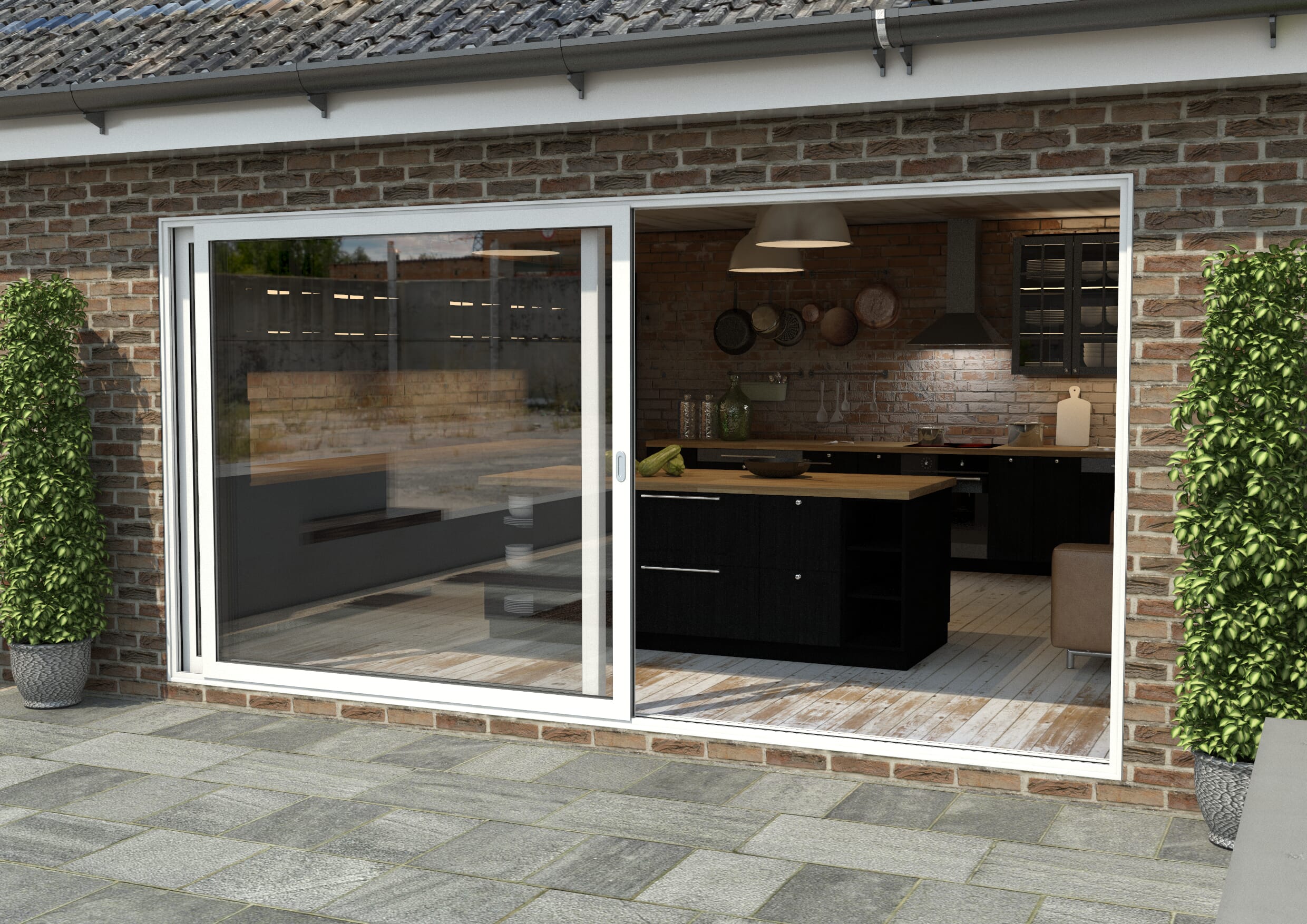 Part Q 4200mm White Aluminium Sliding Doors RH Sliding / LH Fixed