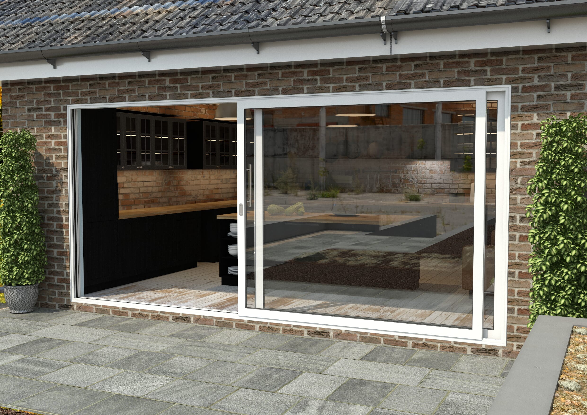 4500mm White Aluminium Sliding Doors LH Sliding / RH Fixed